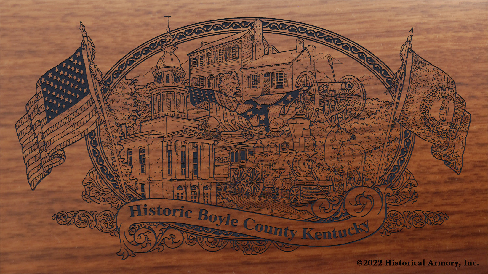 Boyle County Kentucky Engraved Rifle Buttstock