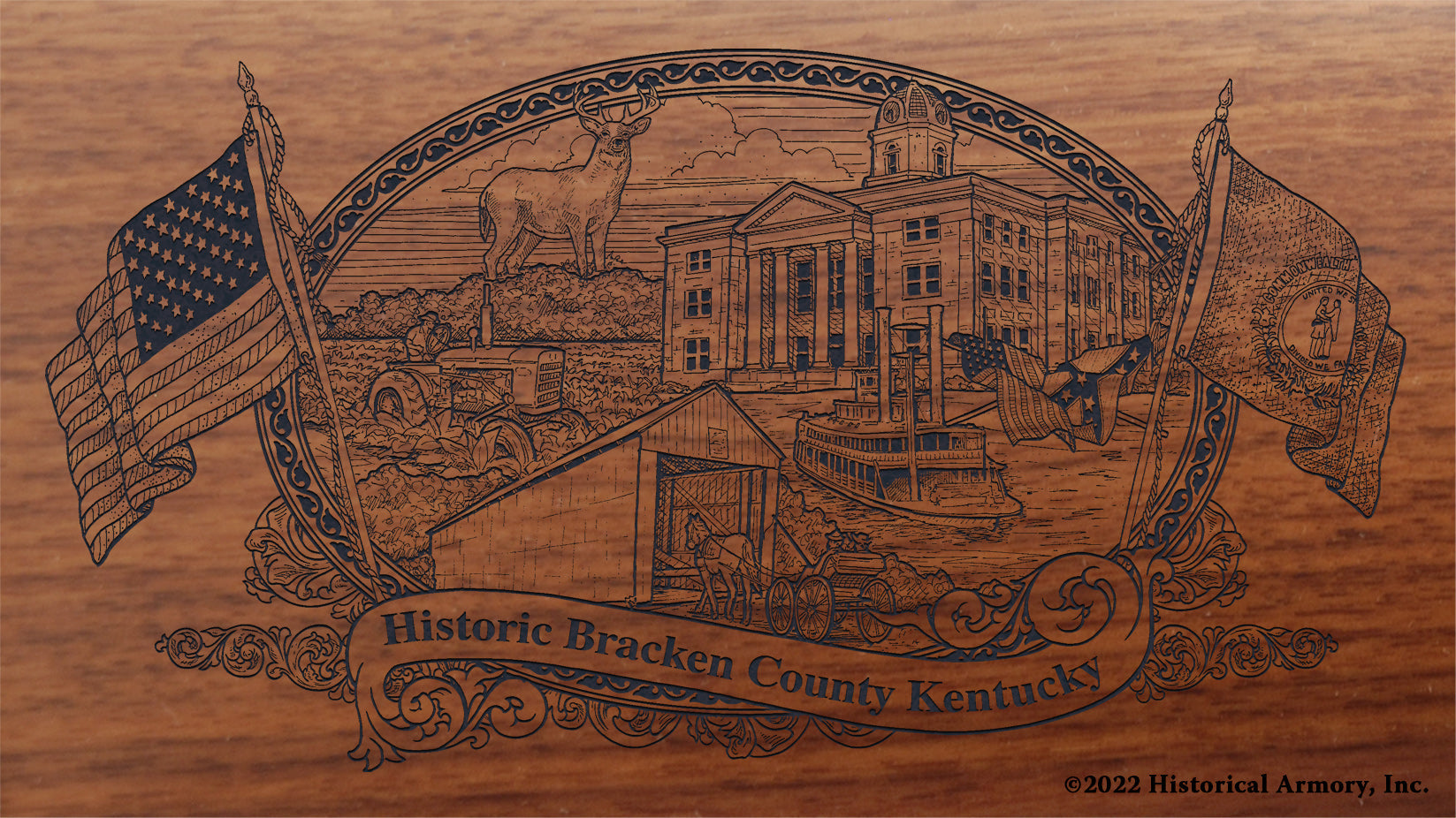 Bracken County Kentucky Engraved Rifle Buttstock