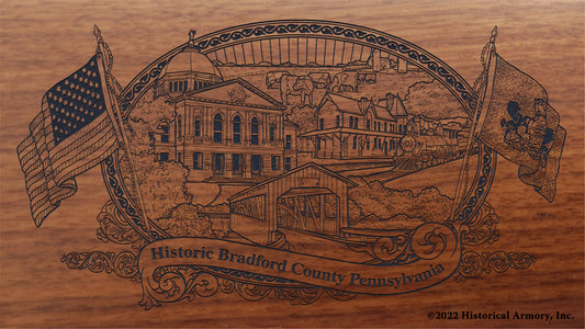Bradford County Pennsylvania Engraved Rifle Buttstock