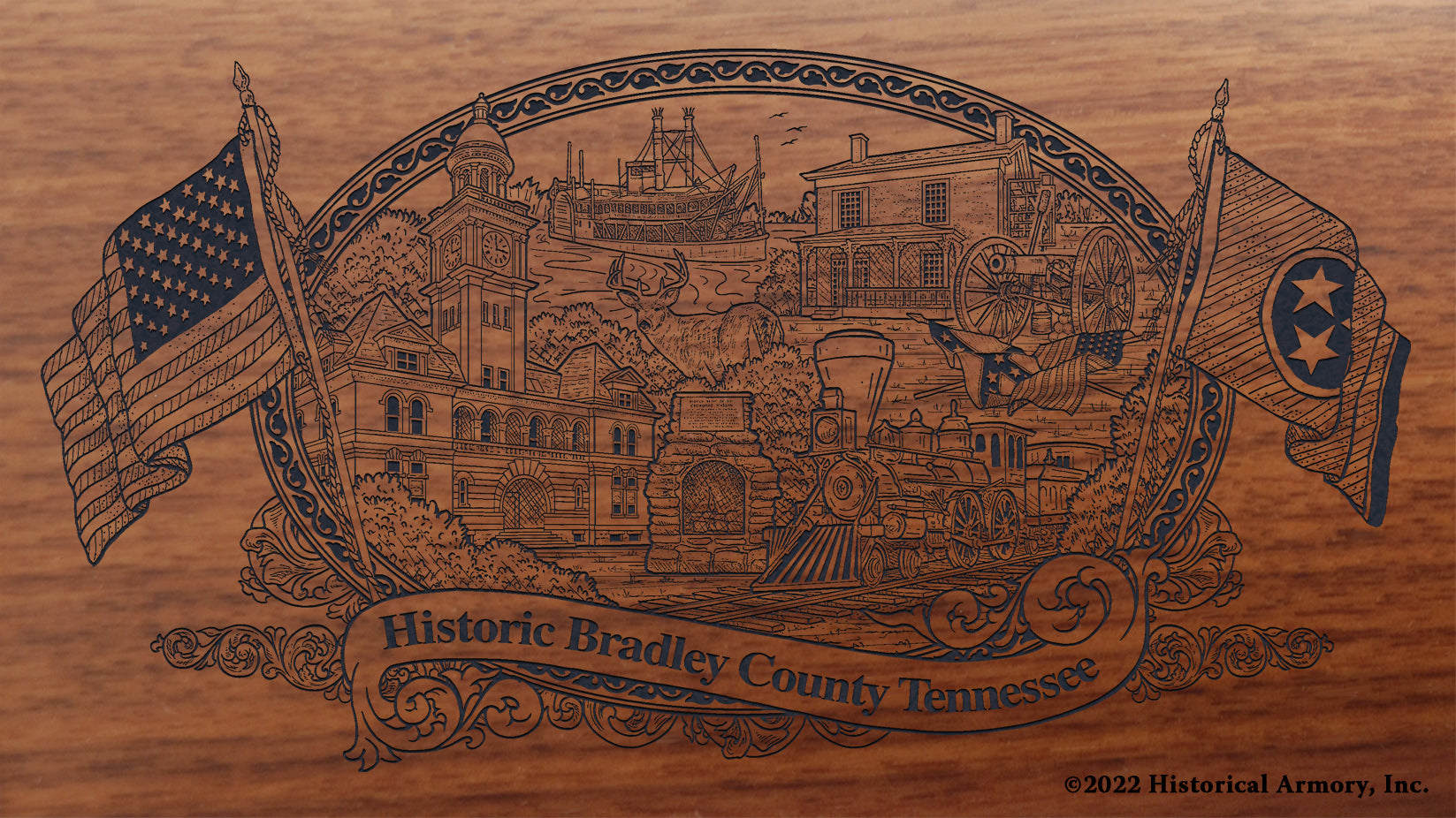 Bradley County Tennessee Engraved Rifle Buttstock