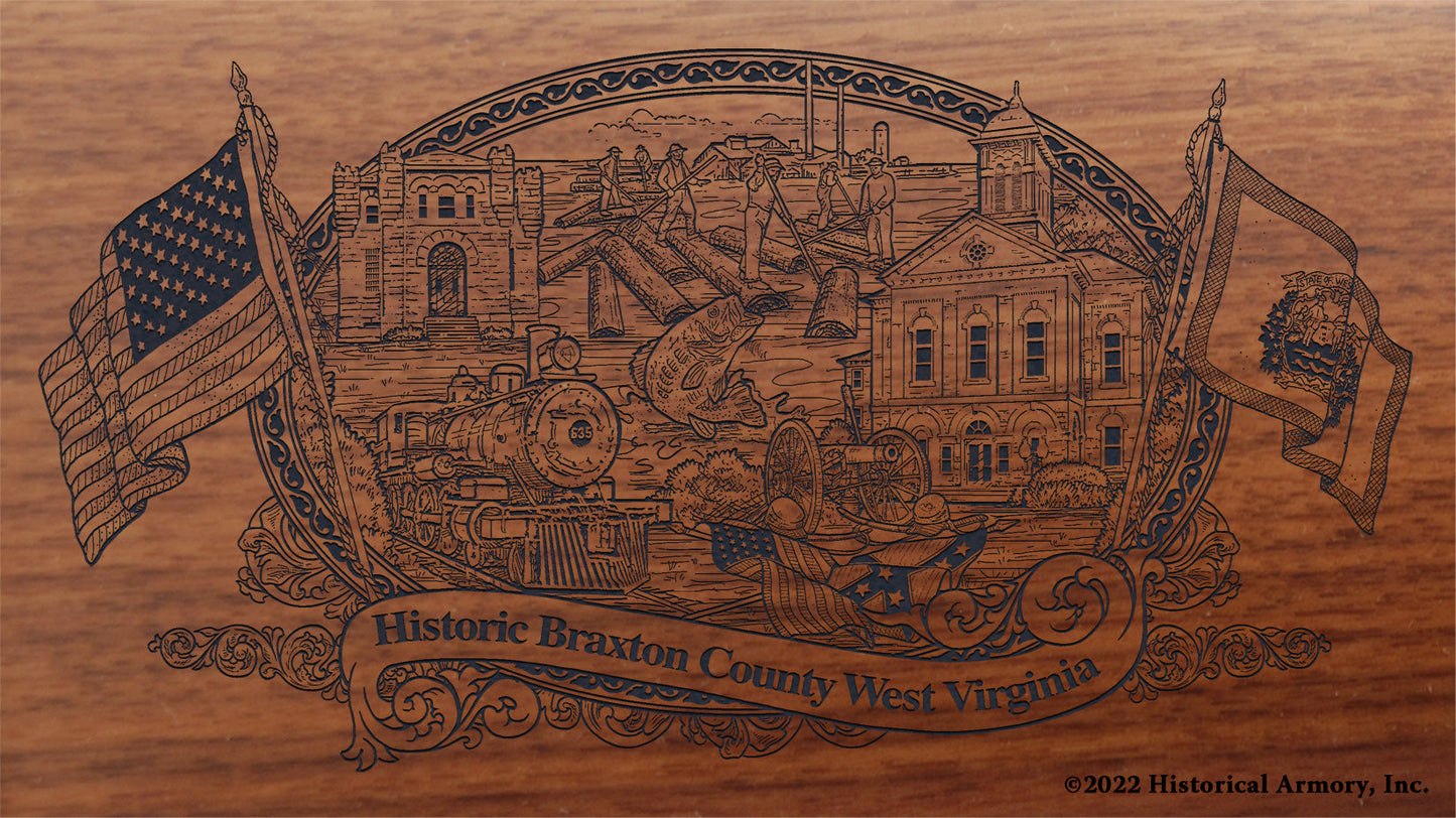 Braxton County West Virginia Engraved Rifle Buttstock