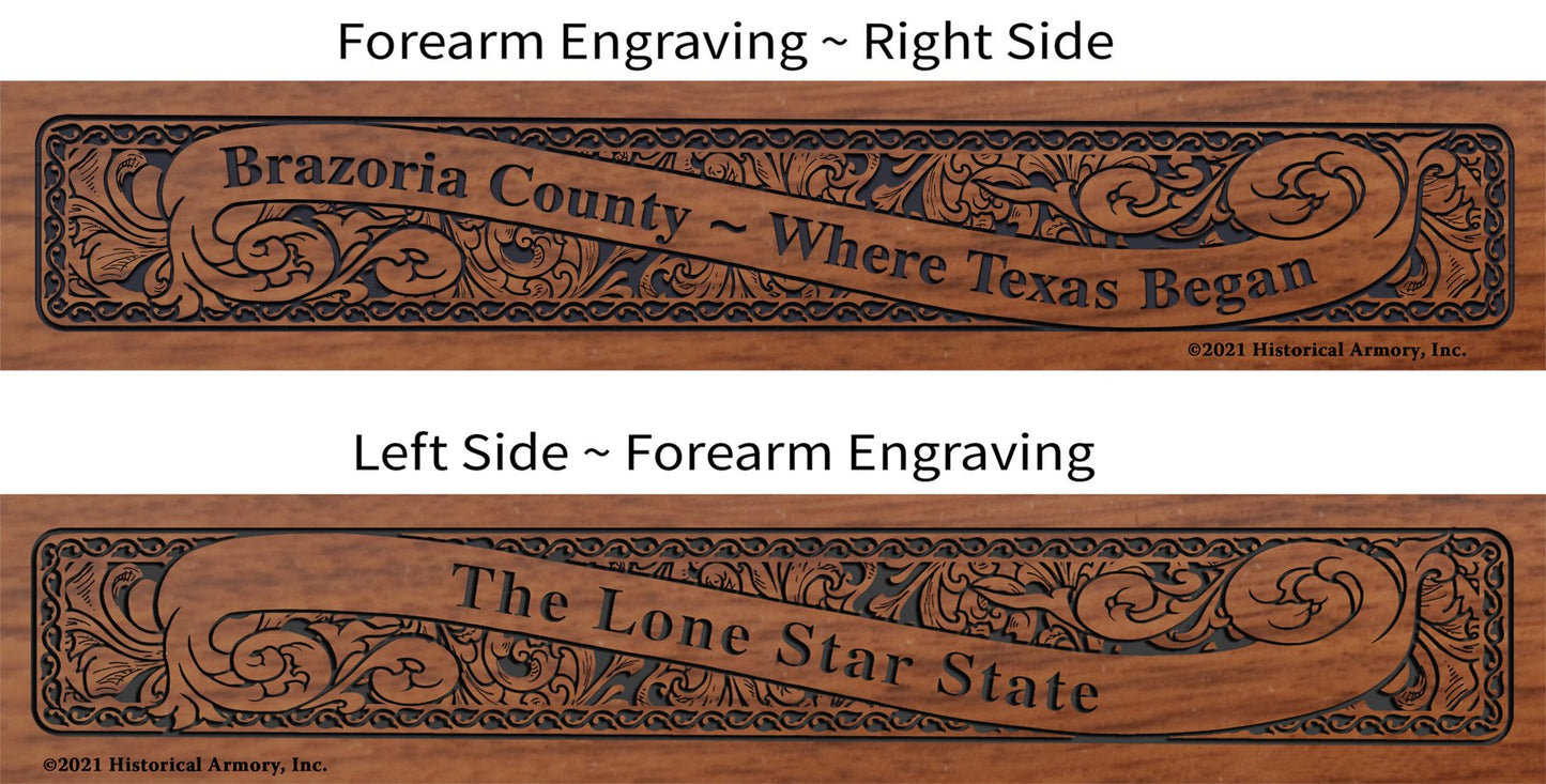 Brazoria County Texas Establishment and Motto History Engraved Rifle Forearm