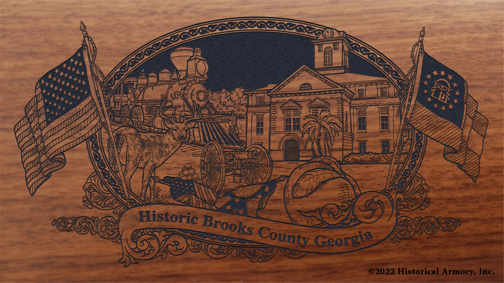 Brooks County Georgia Engraved Rifle Buttstock