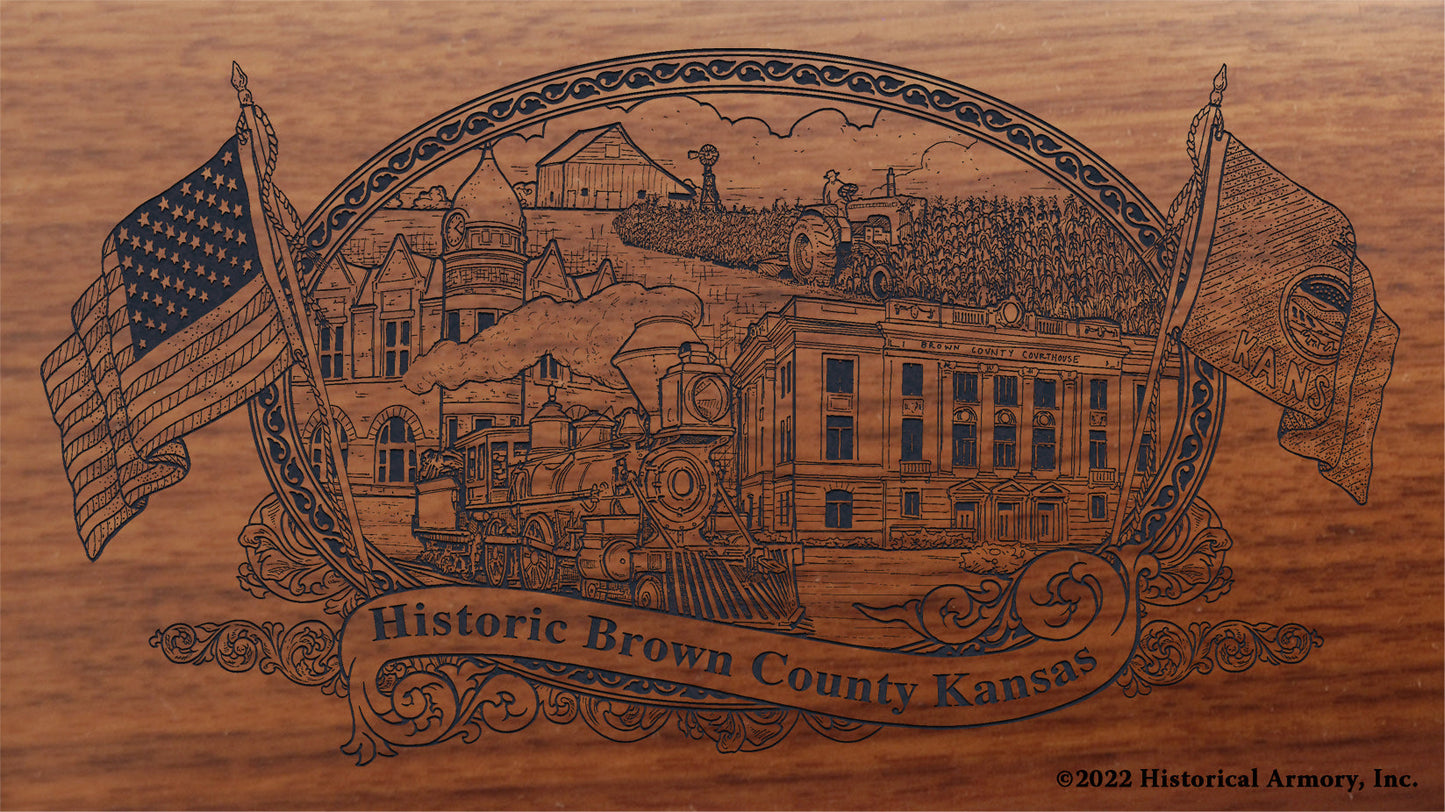 Brown County Kansas Engraved Rifle Buttstock