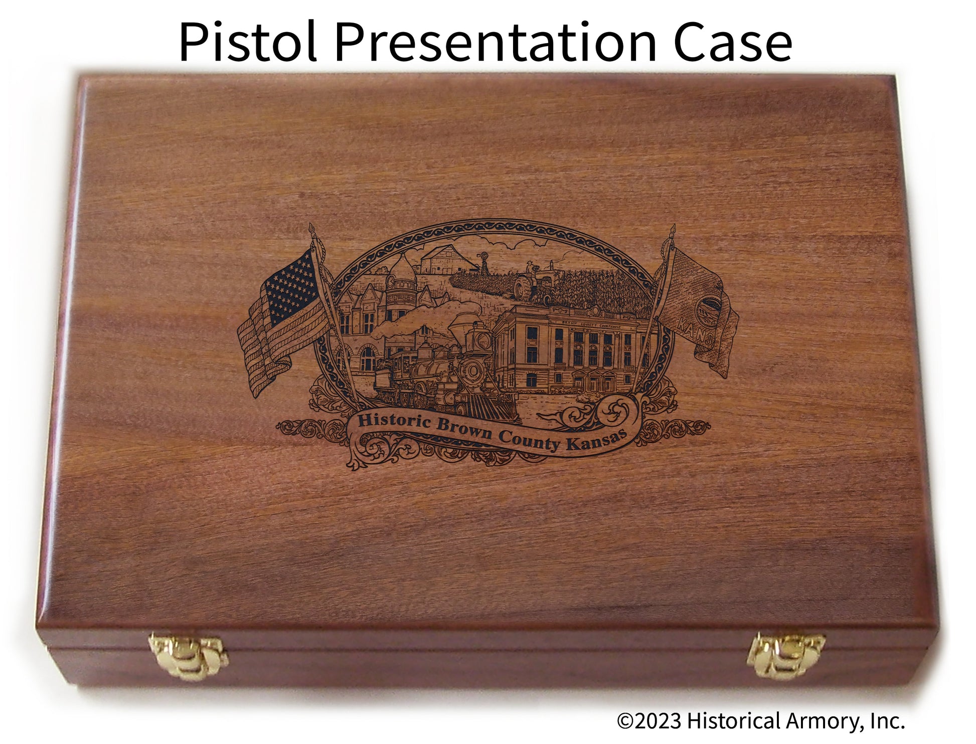 Brown County Kansas Engraved .45 Auto Ruger 1911 Presentation Case