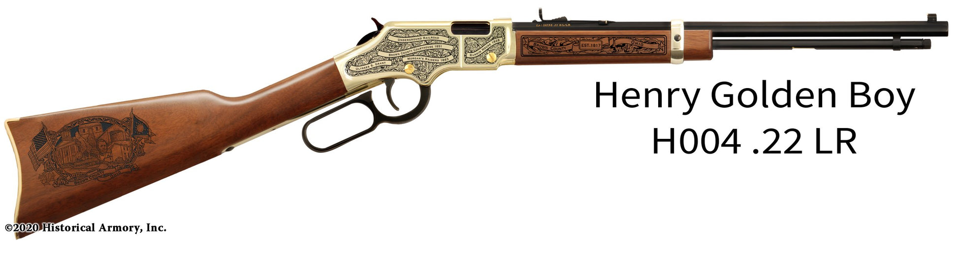 Brown County Ohio Engraved Henry Golden Boy Rifle