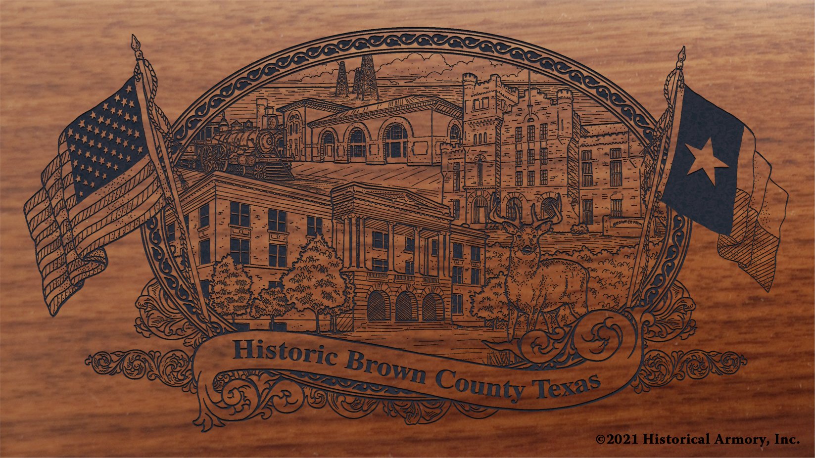 Engraved artwork | History of Brown County Texas | Historical Armory