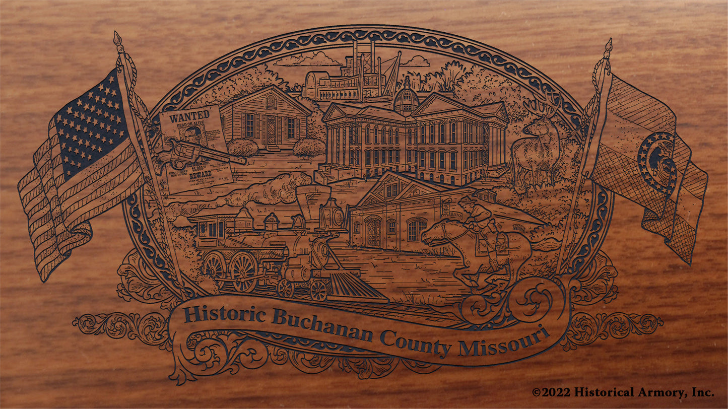 Buchanan County Missouri Engraved Rifle Buttstock