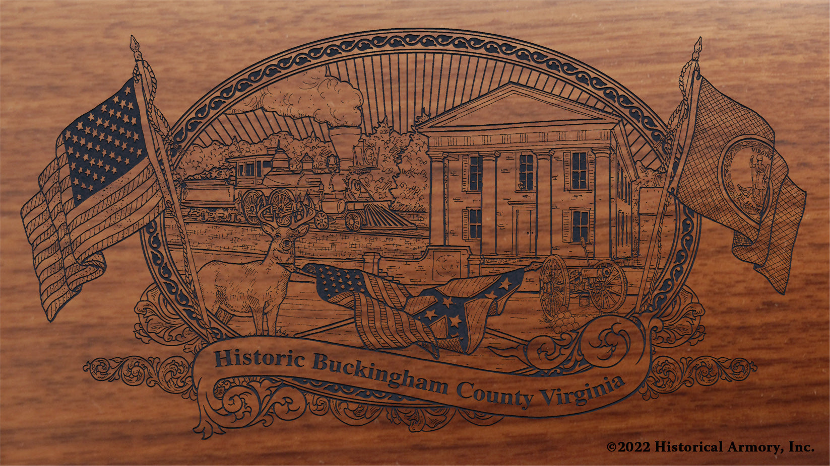 Buckingham County Virginia Engraved Rifle Buttstock