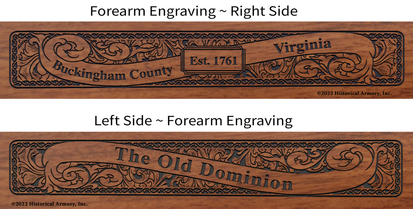 Buckingham County Virginia Engraved Rifle Forearm