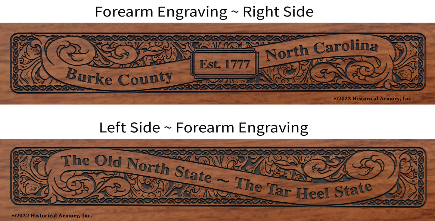 Burke County North Carolina Engraved Rifle Forearm
