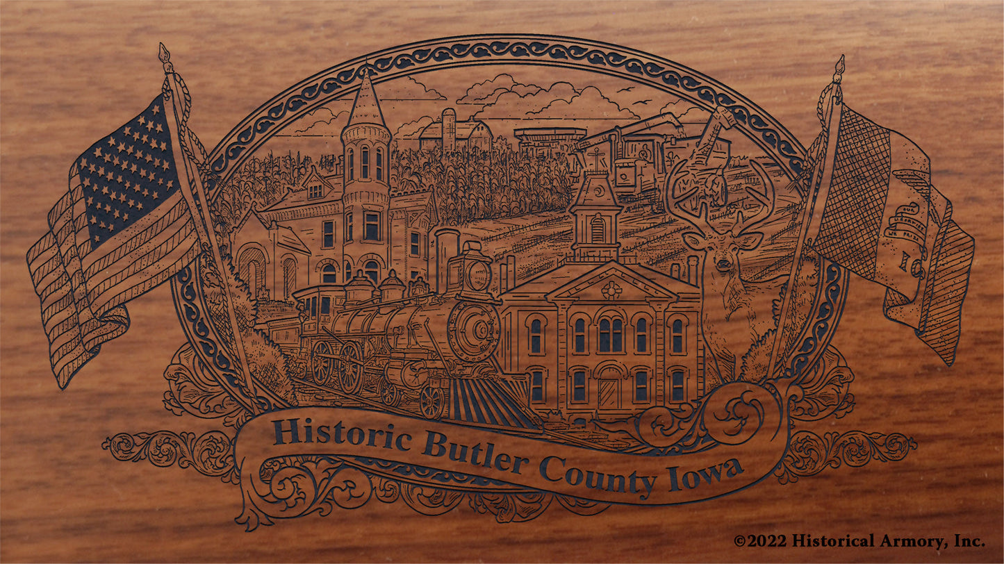 Butler County Iowa Engraved Rifle Buttstock