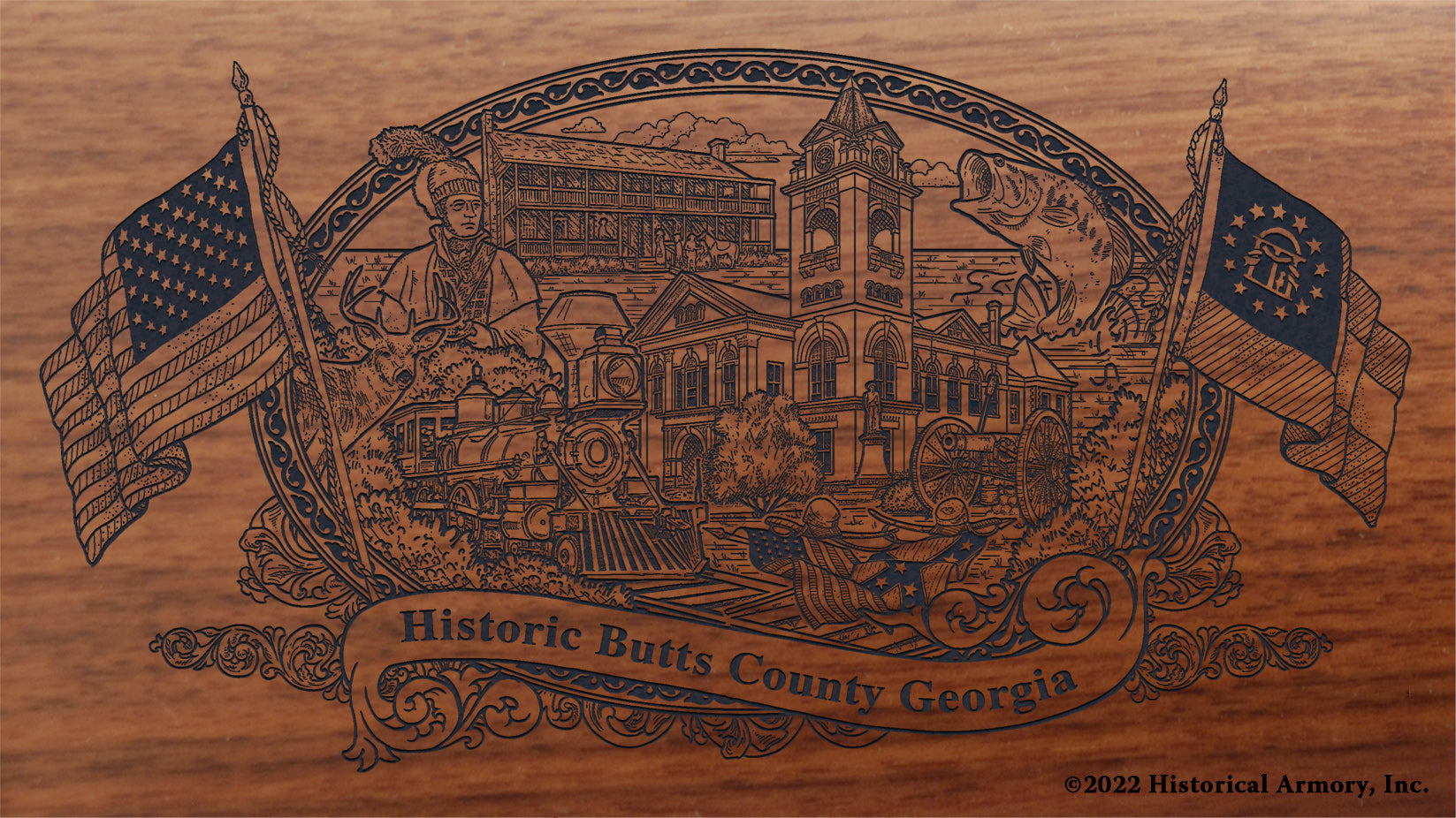 Butts County Georgia Engraved Rifle Buttstock