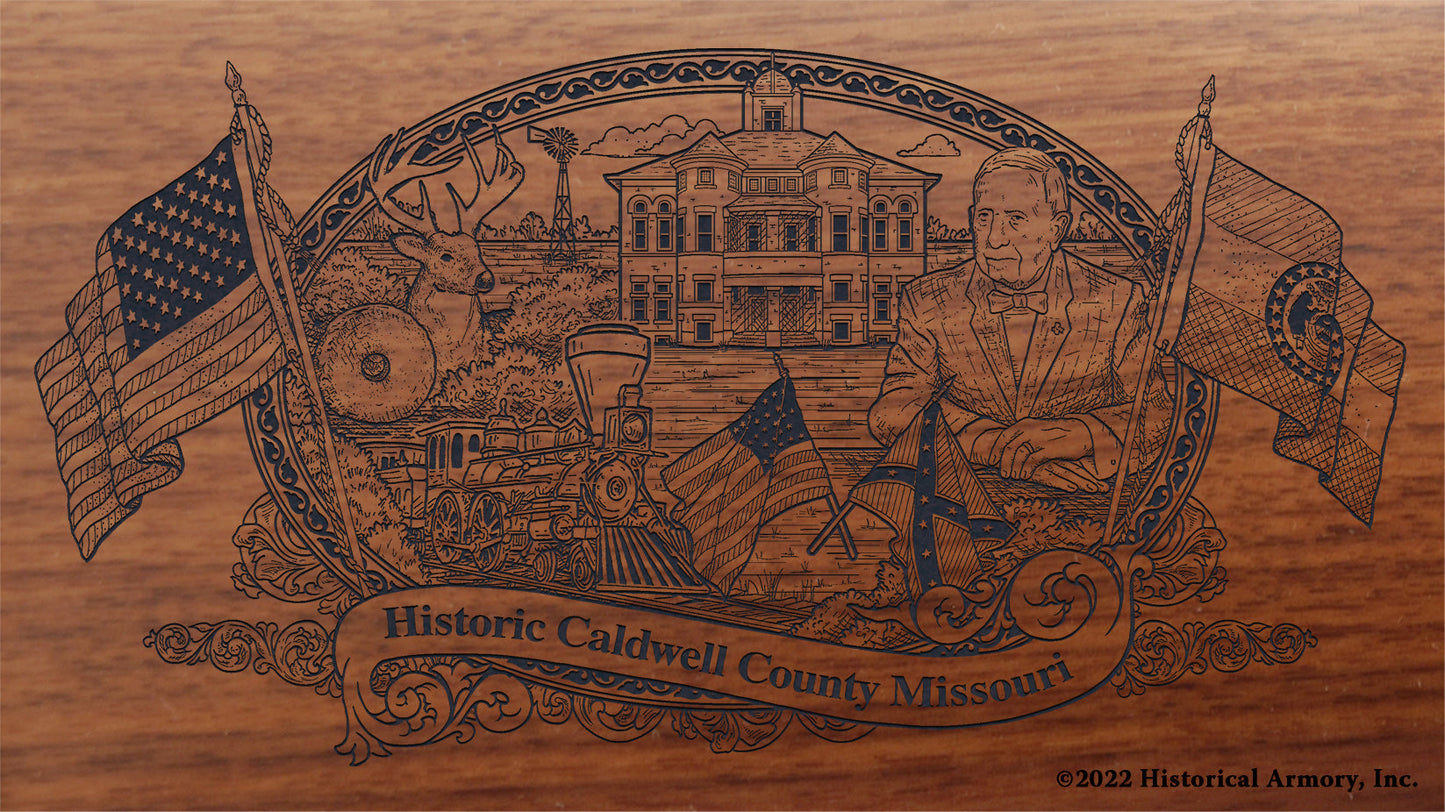 Caldwell County Missouri Engraved Rifle Buttstock