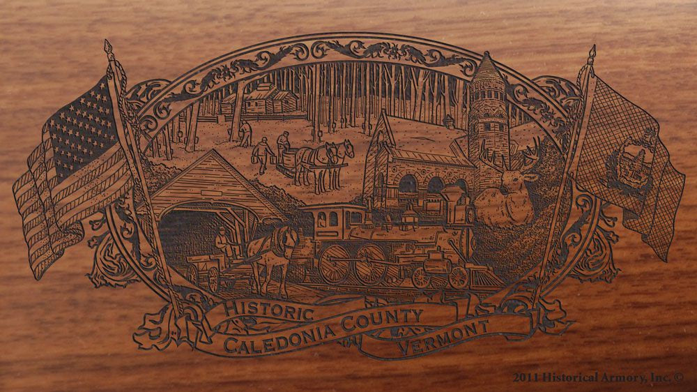 caledonia county vermont engraved rifle buttstock