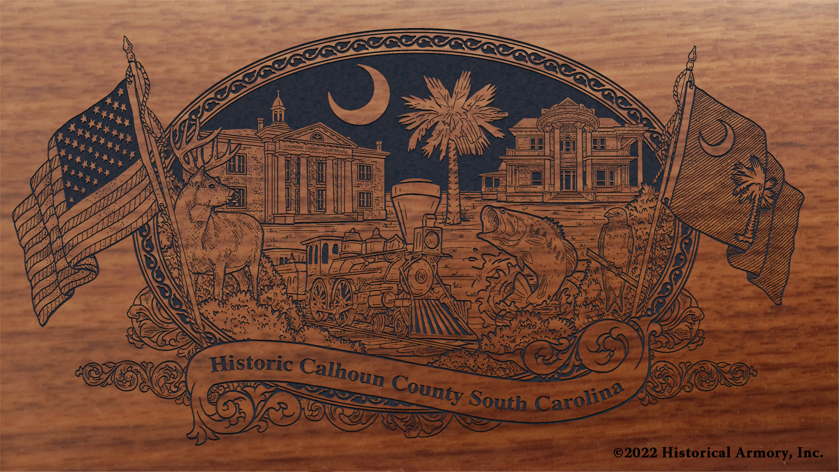 Calhoun County South Carolina Engraved Rifle Buttstock