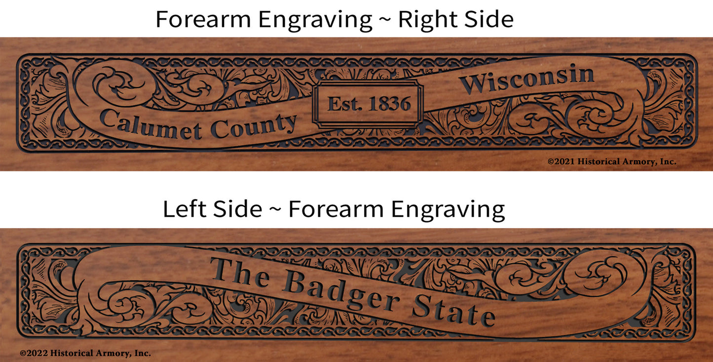 Calumet County Wisconsin Engraved Rifle Forearm