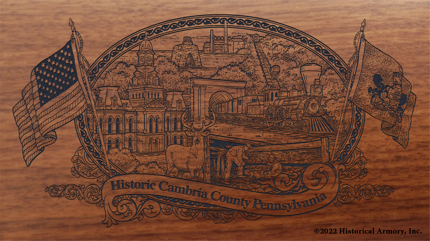 Cambria County Pennsylvania Engraved Rifle Buttstock