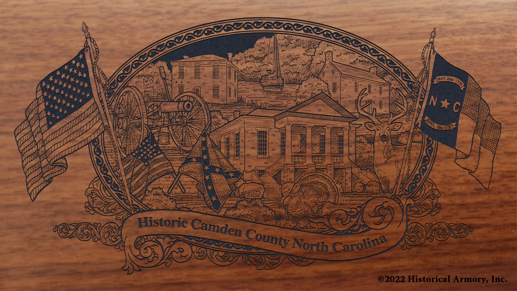 Camden County North Carolina Engraved Rifle Buttstock