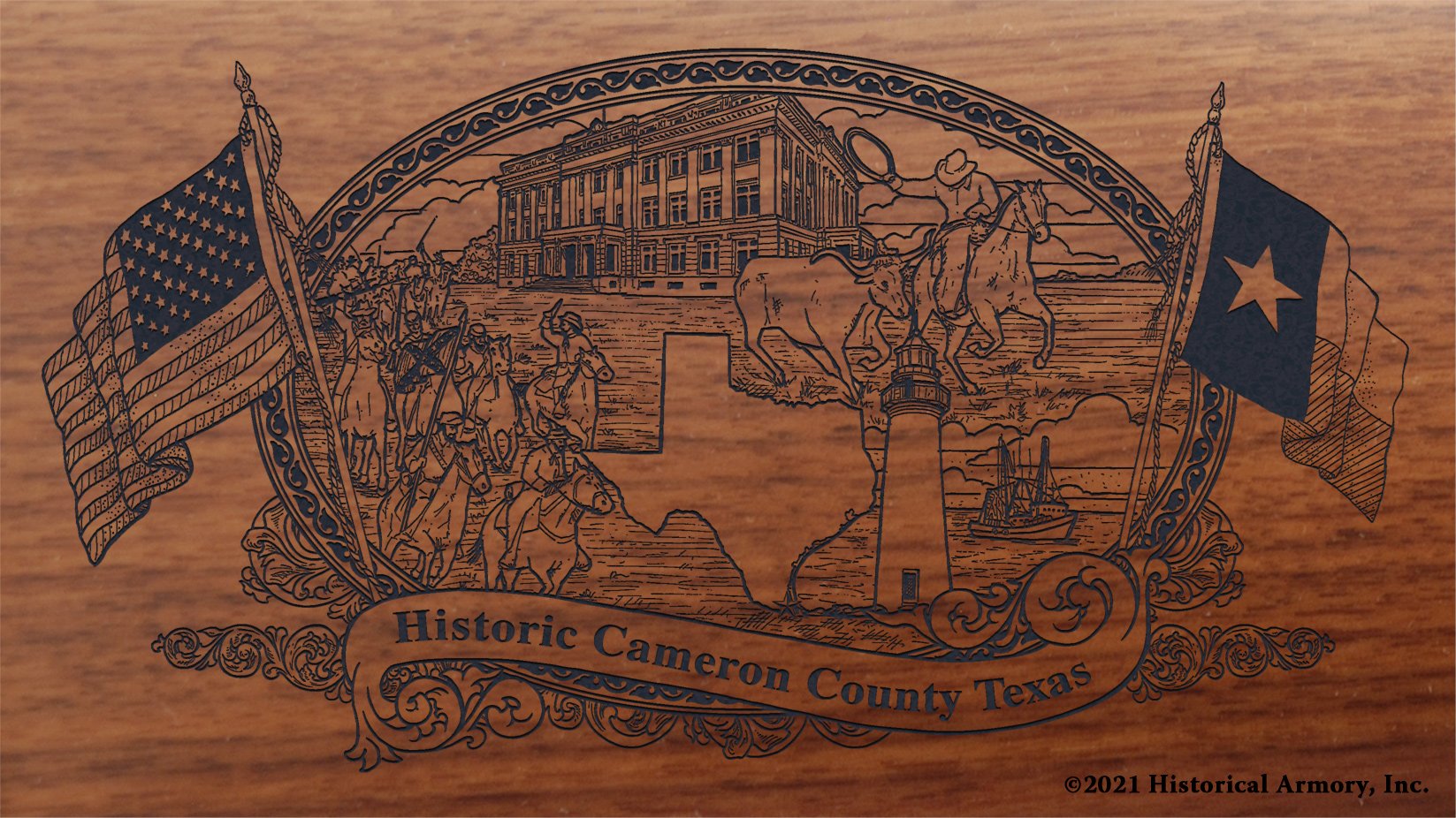 Engraved artwork | History of Cameron County Texas | Historical Armory