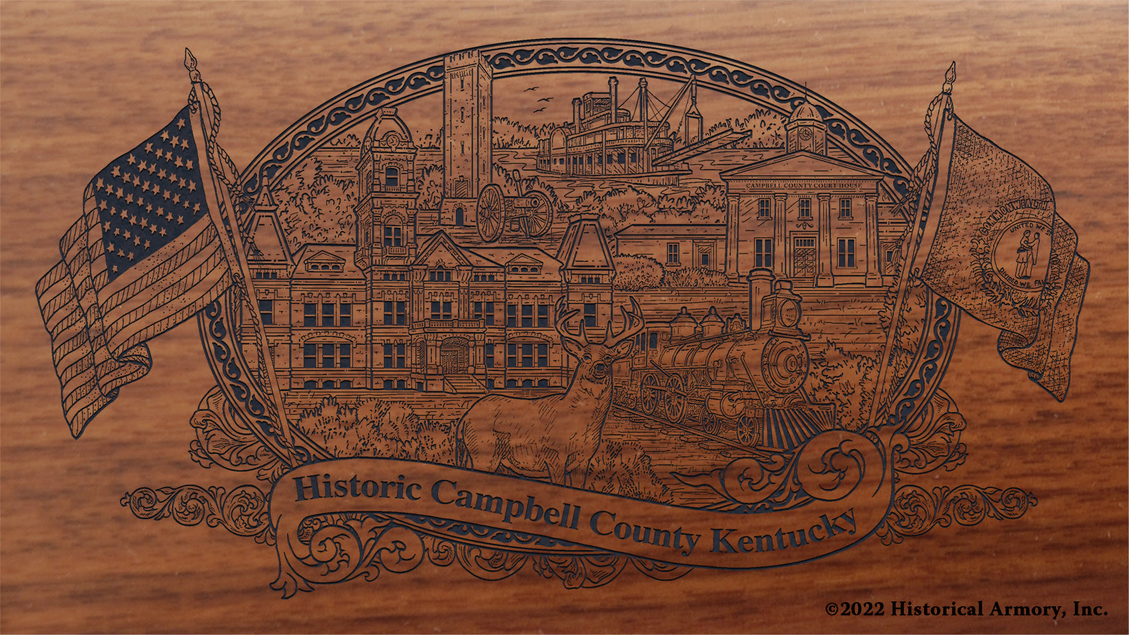 Campbell County Kentucky Engraved Rifle Buttstock