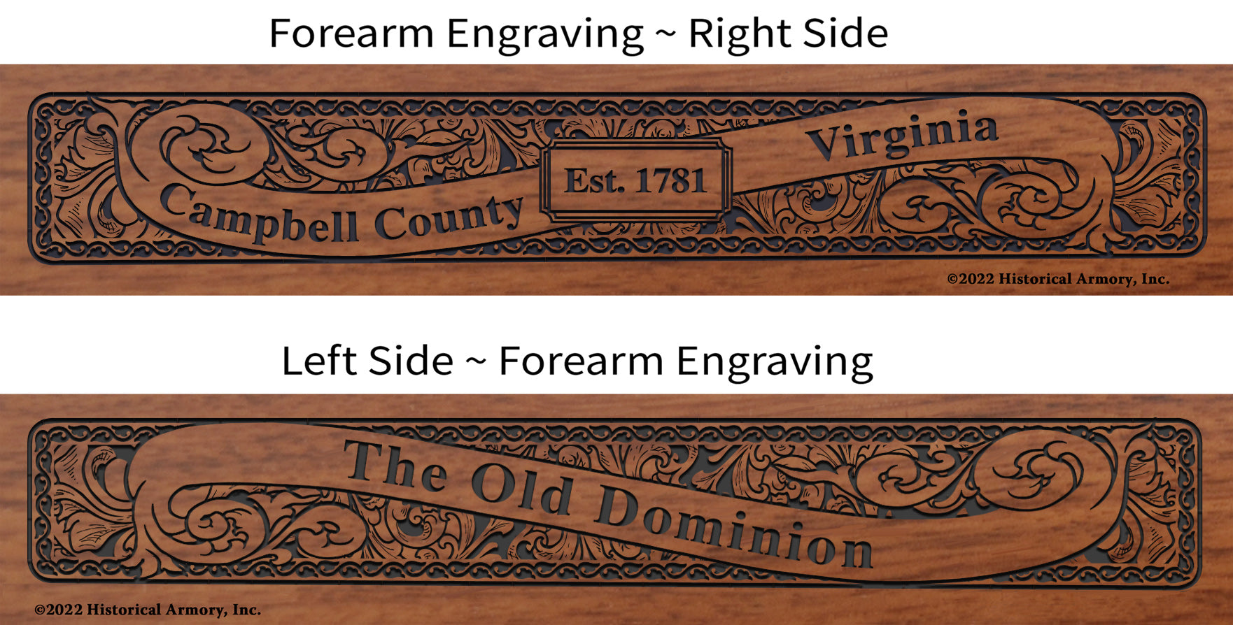 Campbell County Virginia Engraved Rifle Forearm