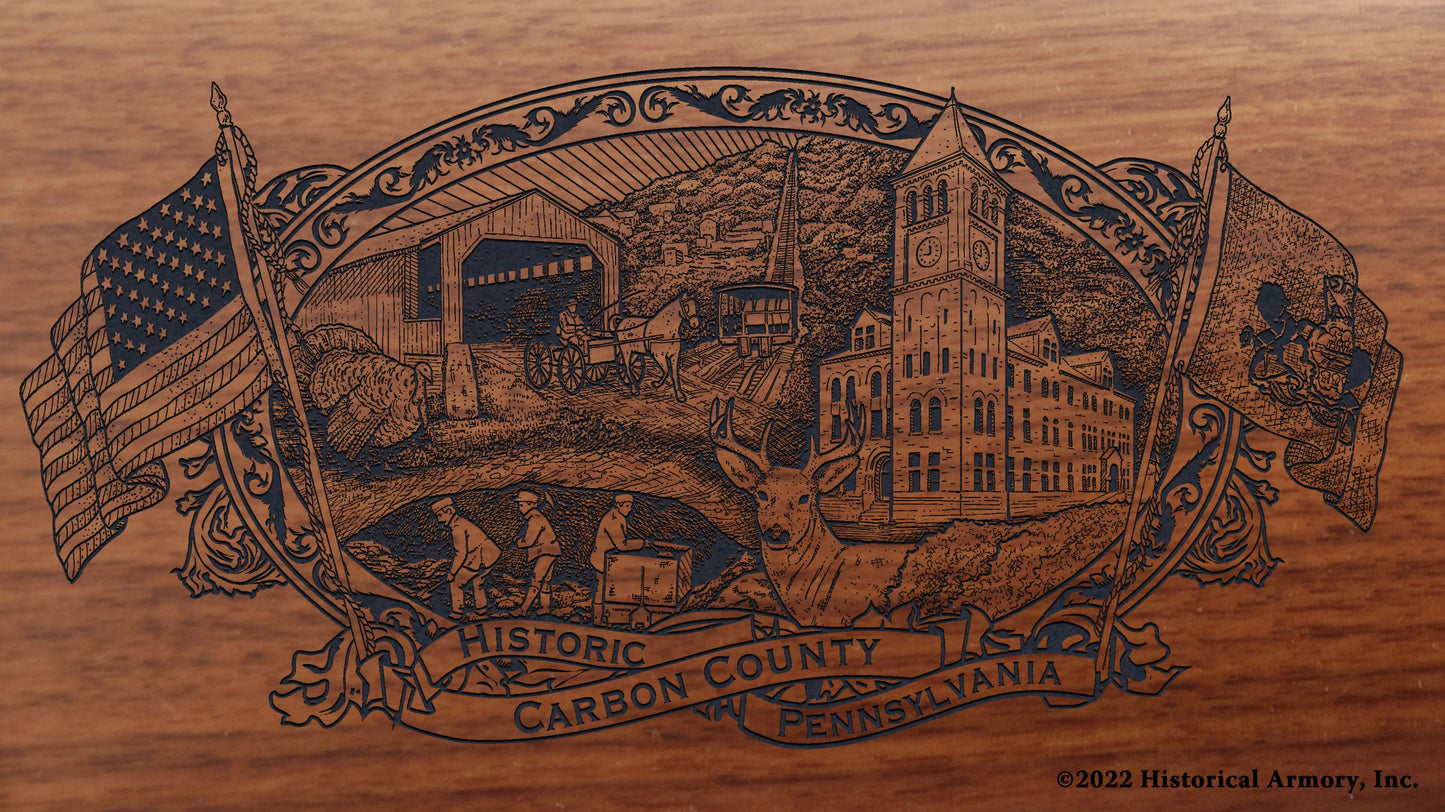 Carbon County Pennsylvania Engraved Rifle Buttstock