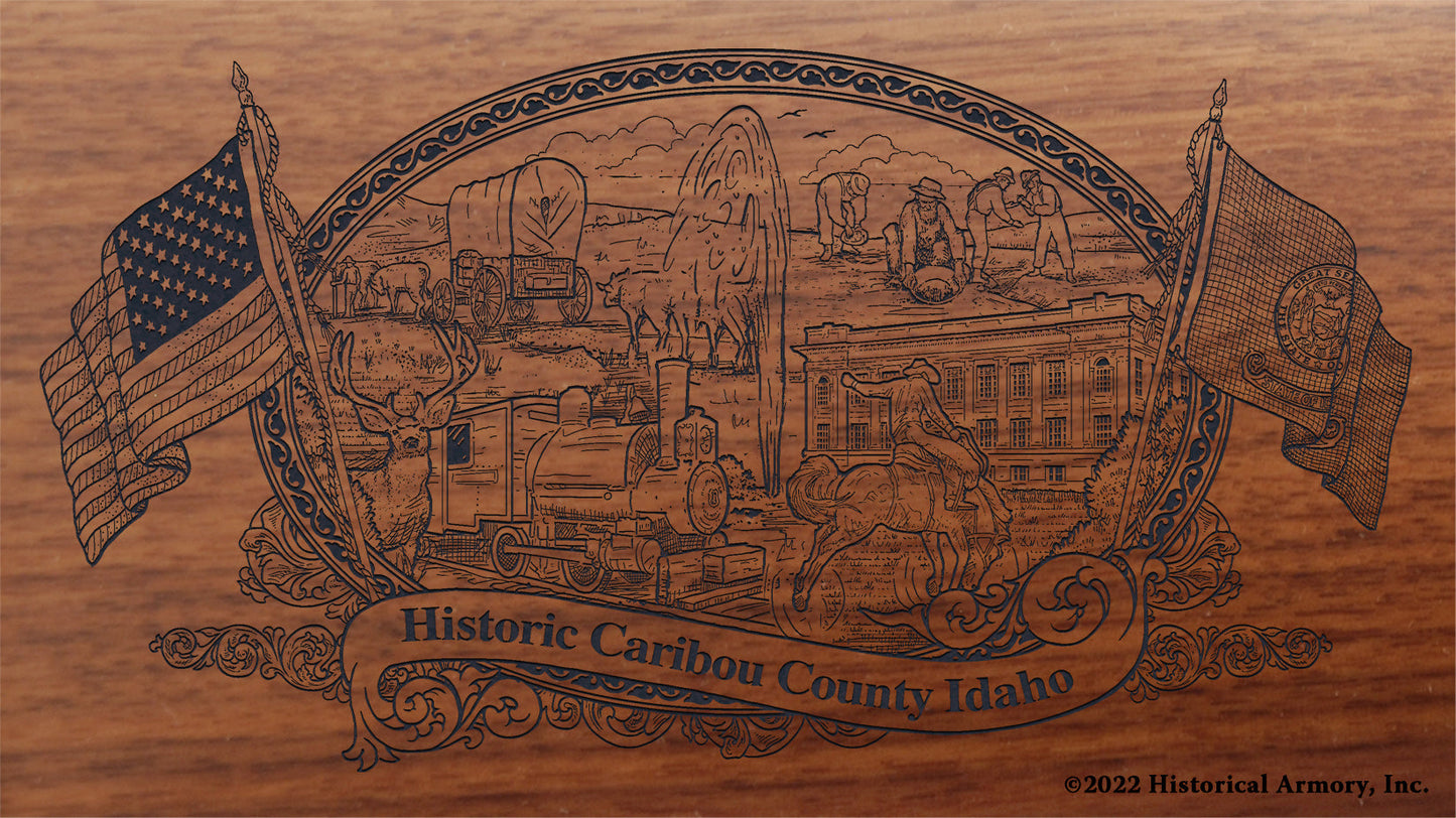 Caribou County Idaho Engraved Rifle Buttstock