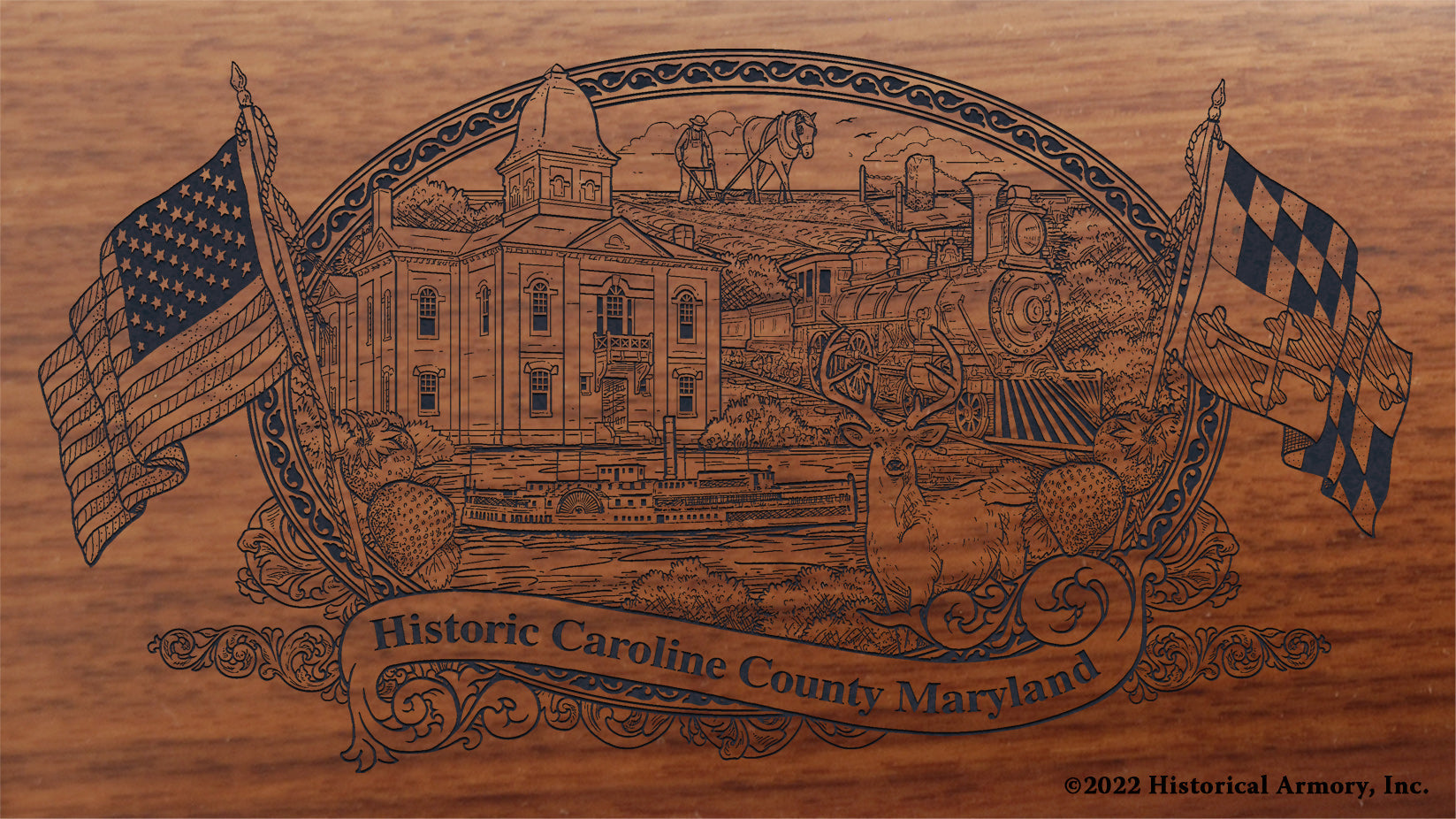 Caroline County Maryland Engraved Rifle Buttstock