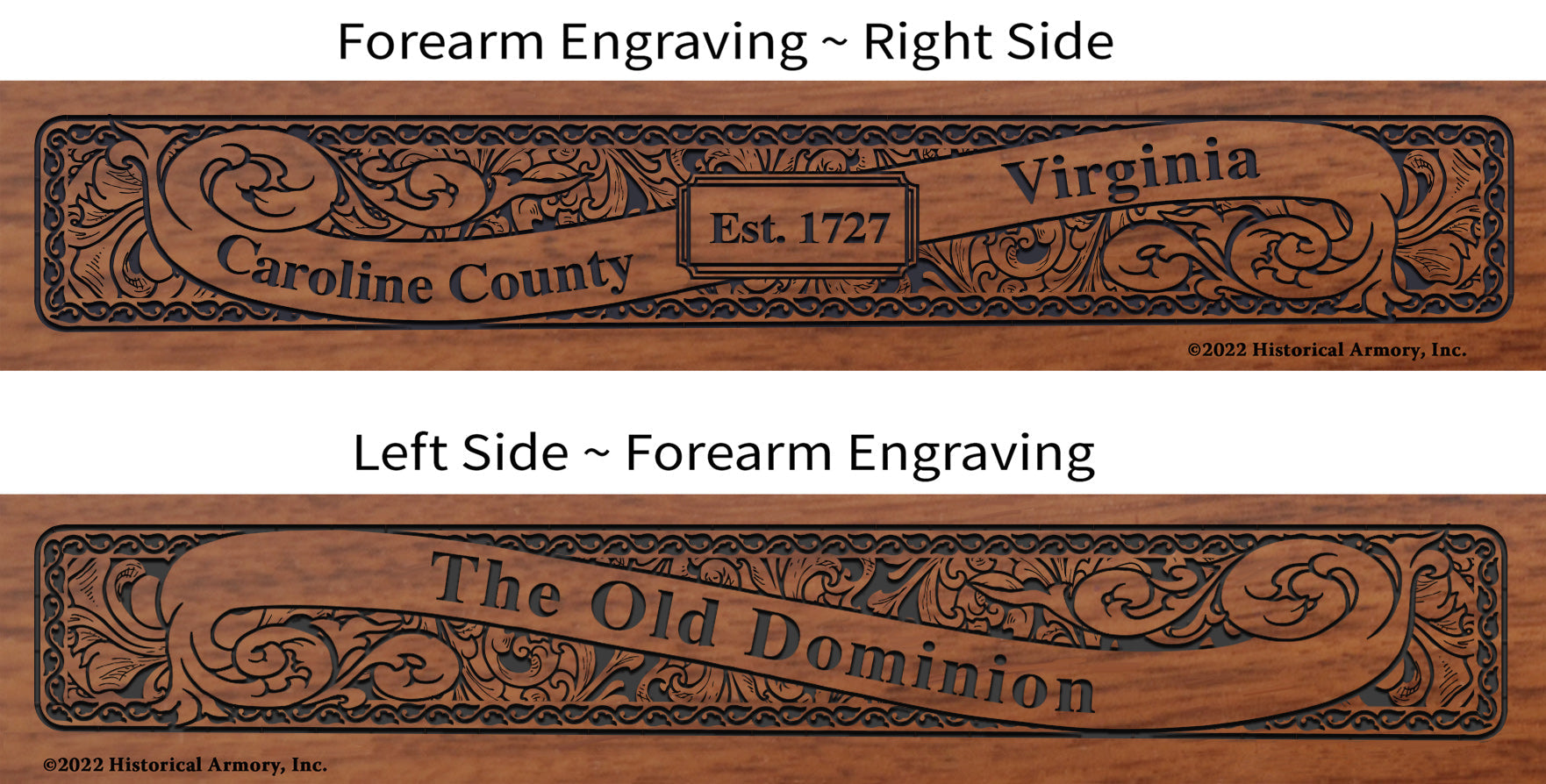 Caroline County Virginia Engraved Rifle Forearm