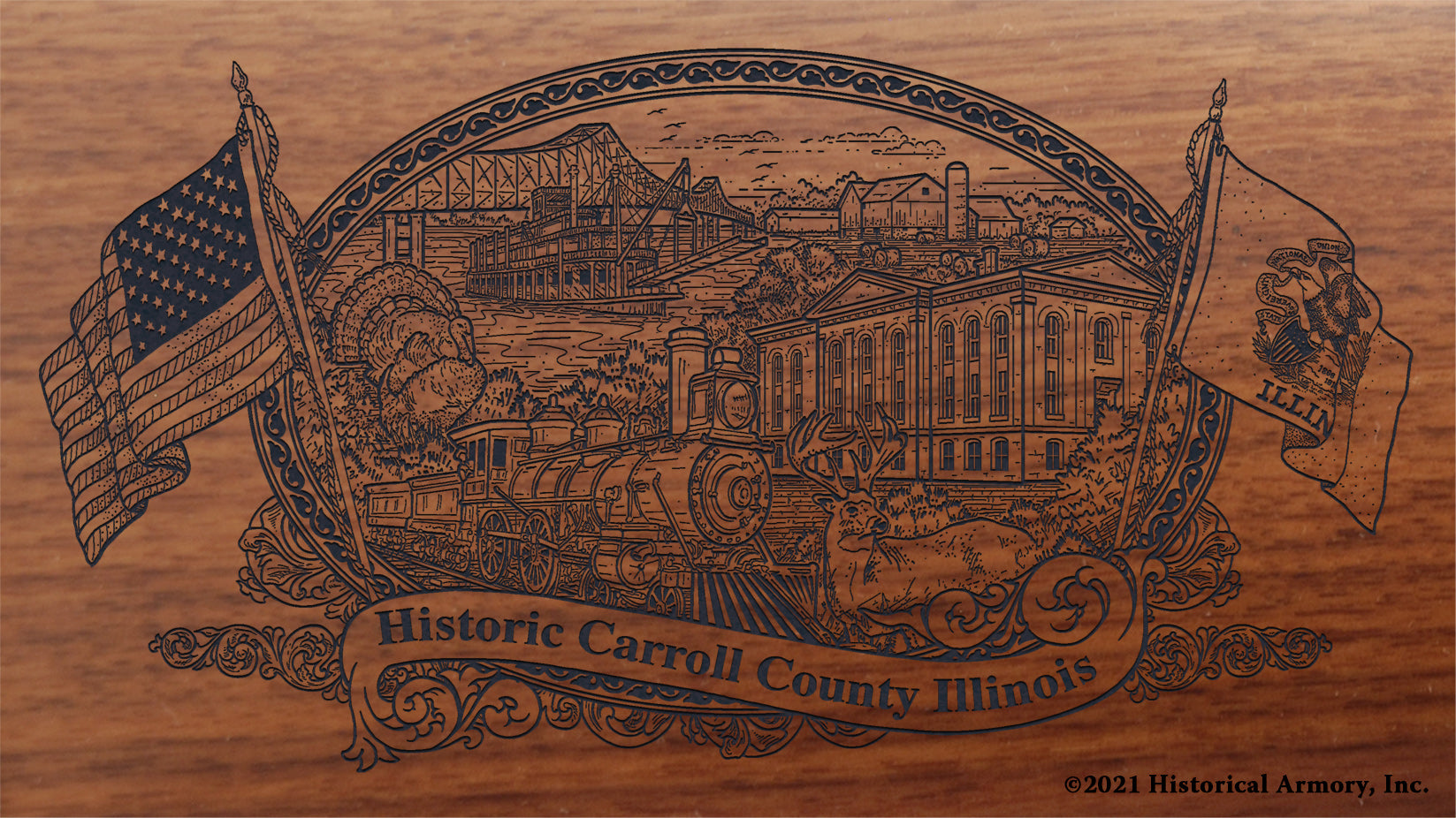 Engraved artwork | History of Carroll County Illinois | Historical Armory