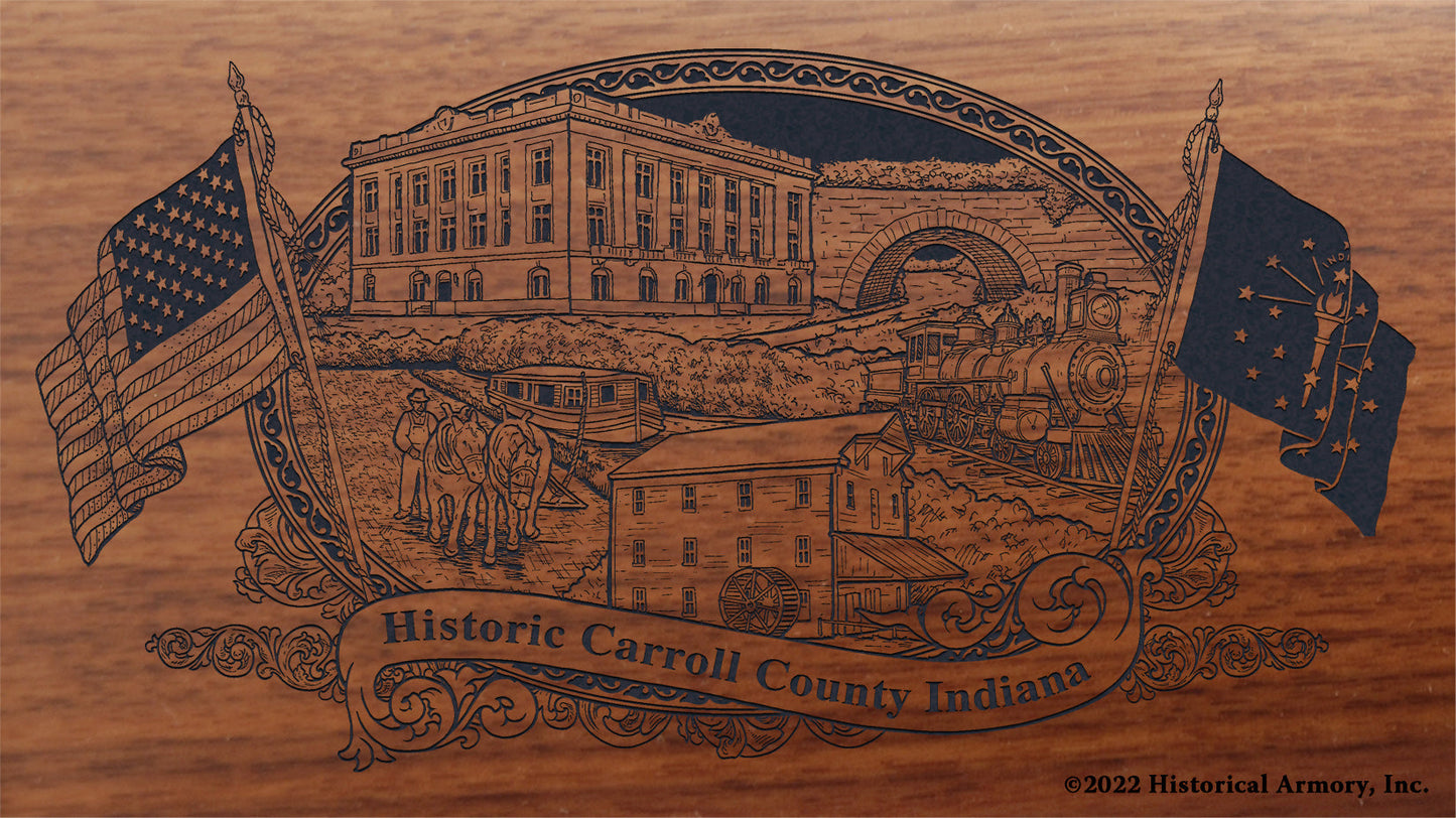 Carroll County Indiana Engraved Rifle Buttstock