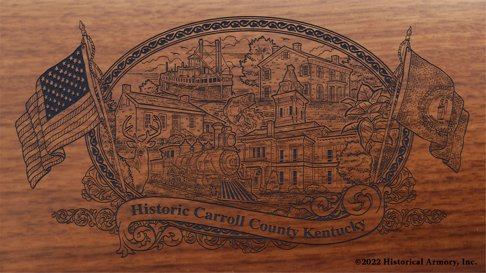Carroll County Kentucky Engraved Rifle Buttstock