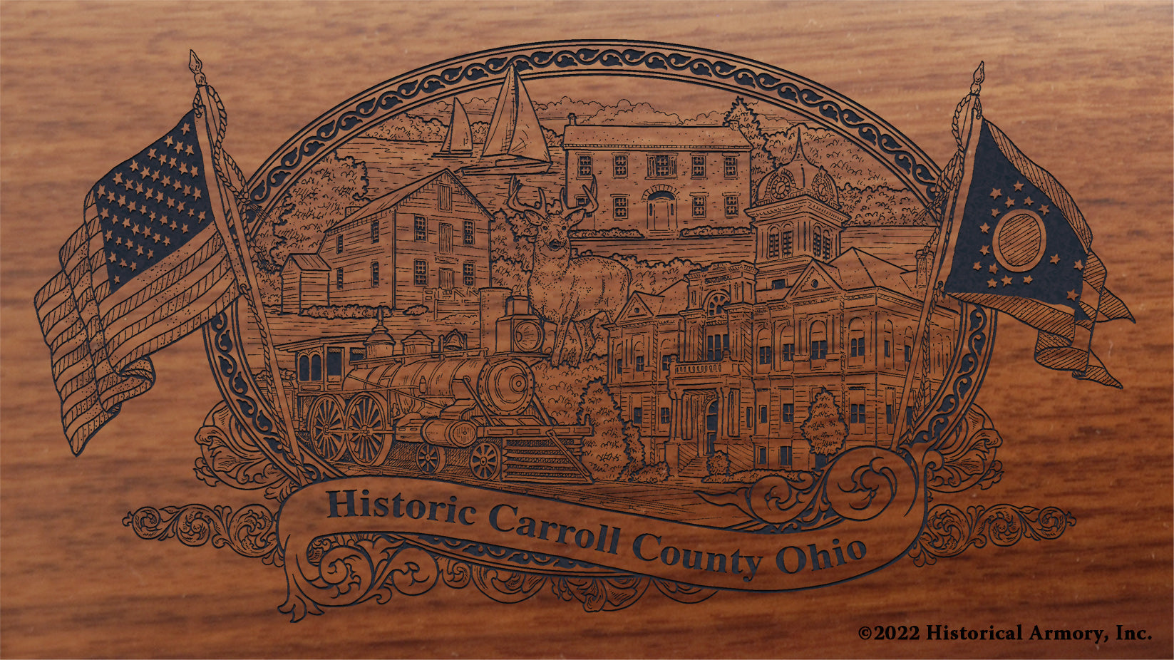 Carroll County Ohio Engraved Rifle Buttstock