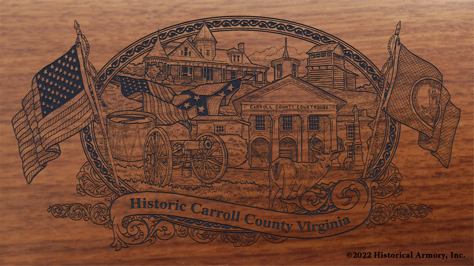Carroll County Virginia Engraved Rifle Buttstock