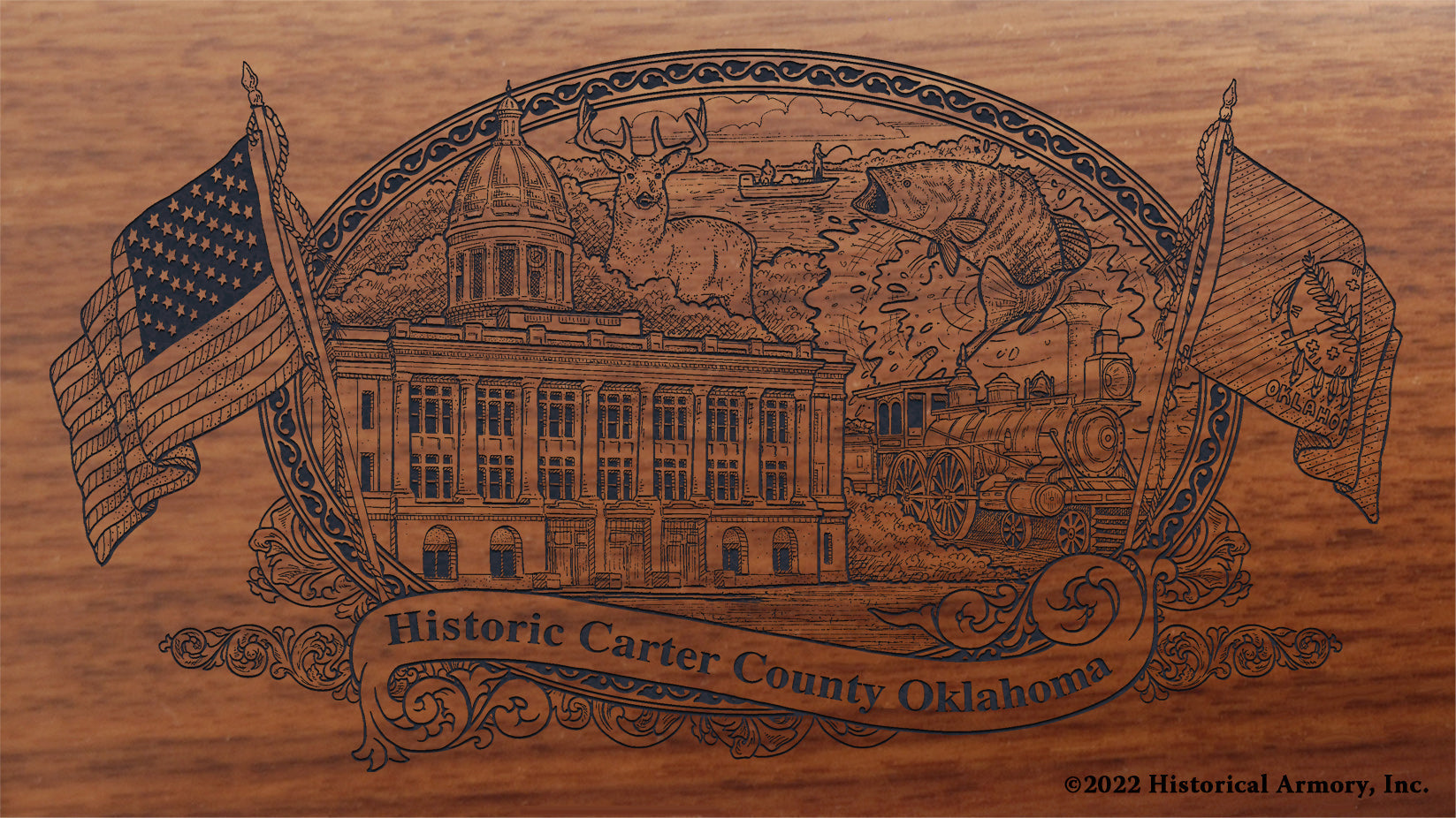 Carter County Oklahoma Engraved Rifle Buttstock