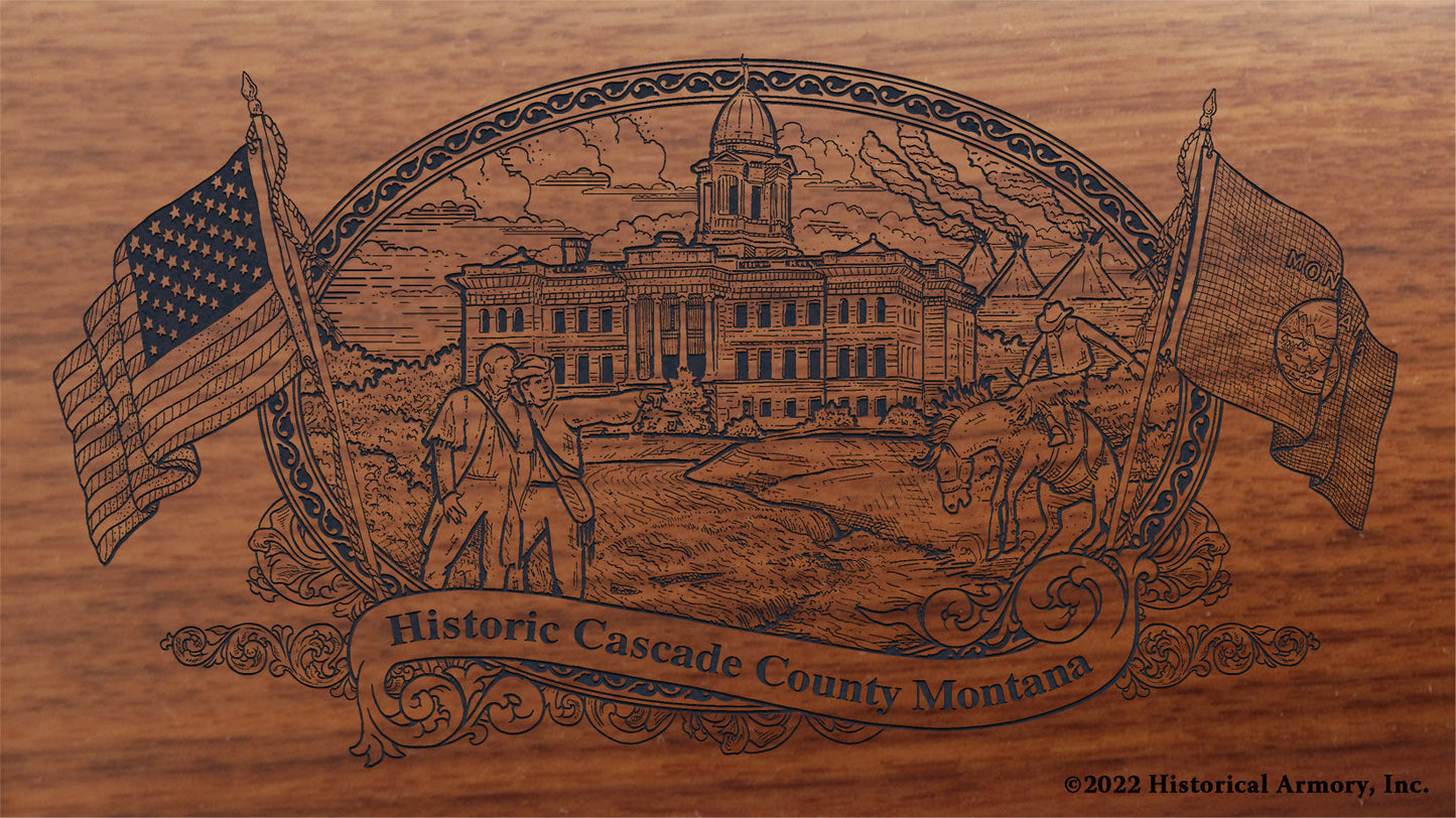 Cascade County Montana Engraved Rifle Buttstock