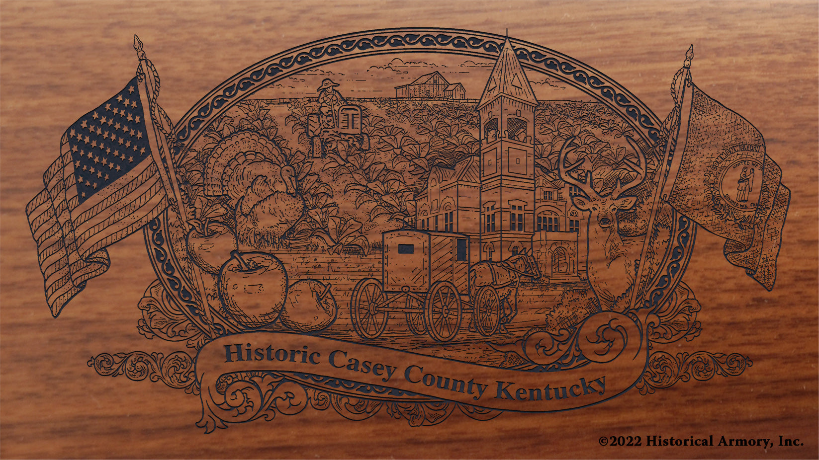 Casey County Kentucky Engraved Rifle Buttstock