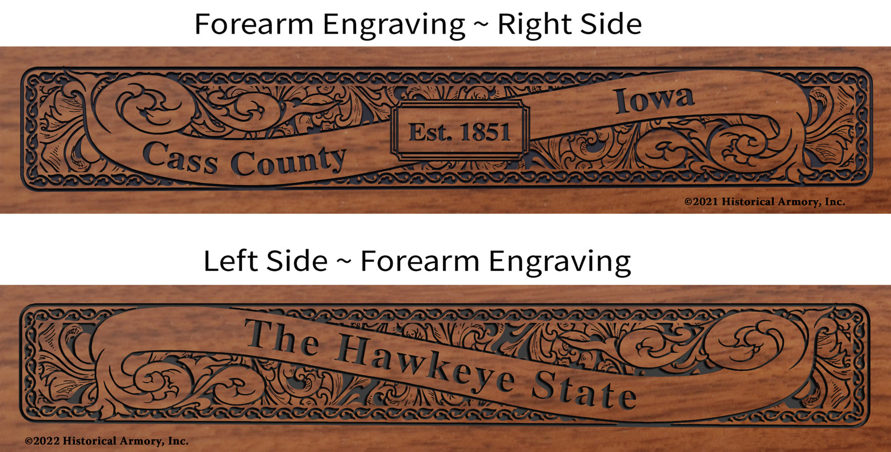 Cass County Iowa Engraved Rifle Forearm