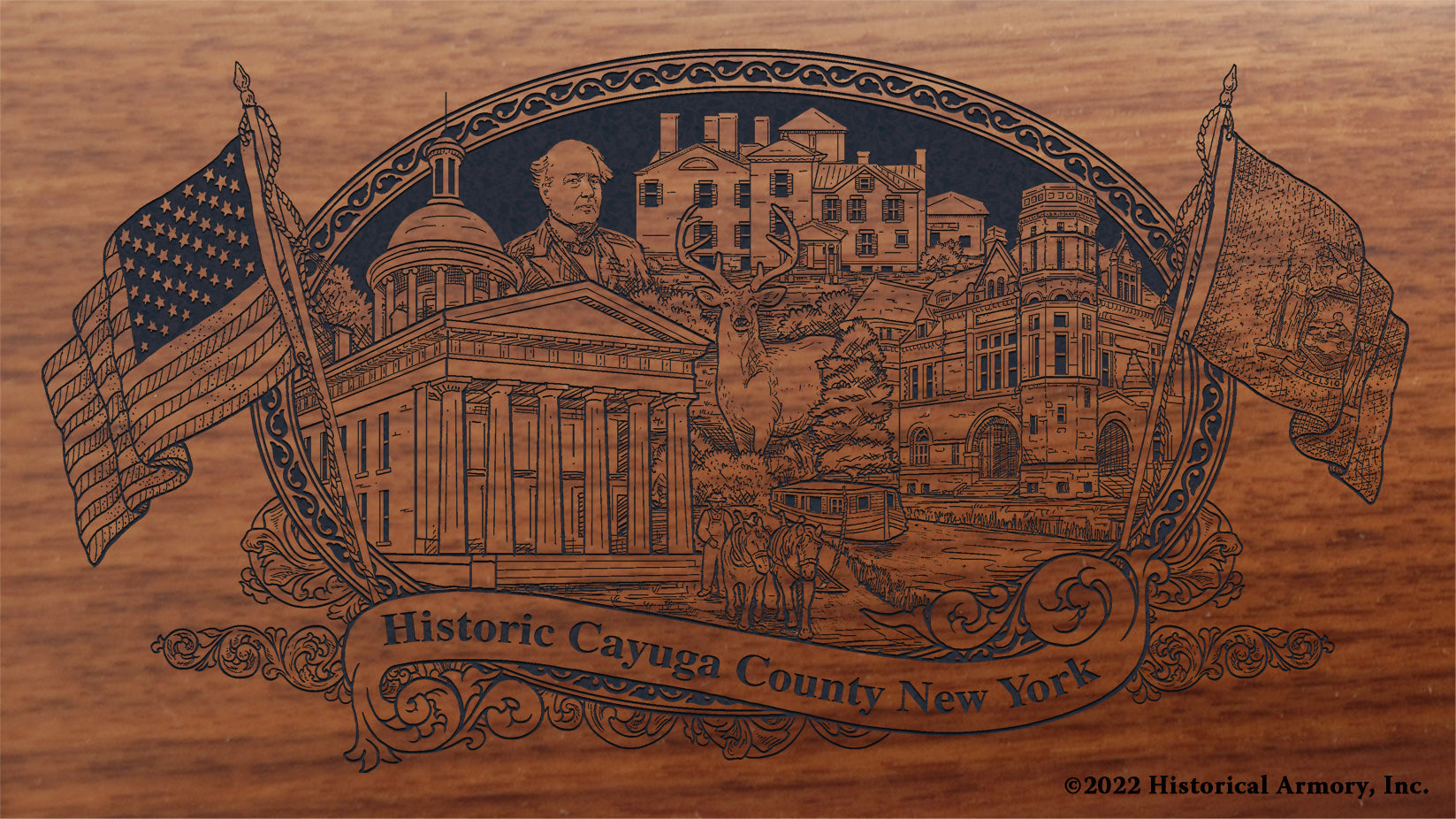 Cayuga County New York Engraved Rifle Buttstock