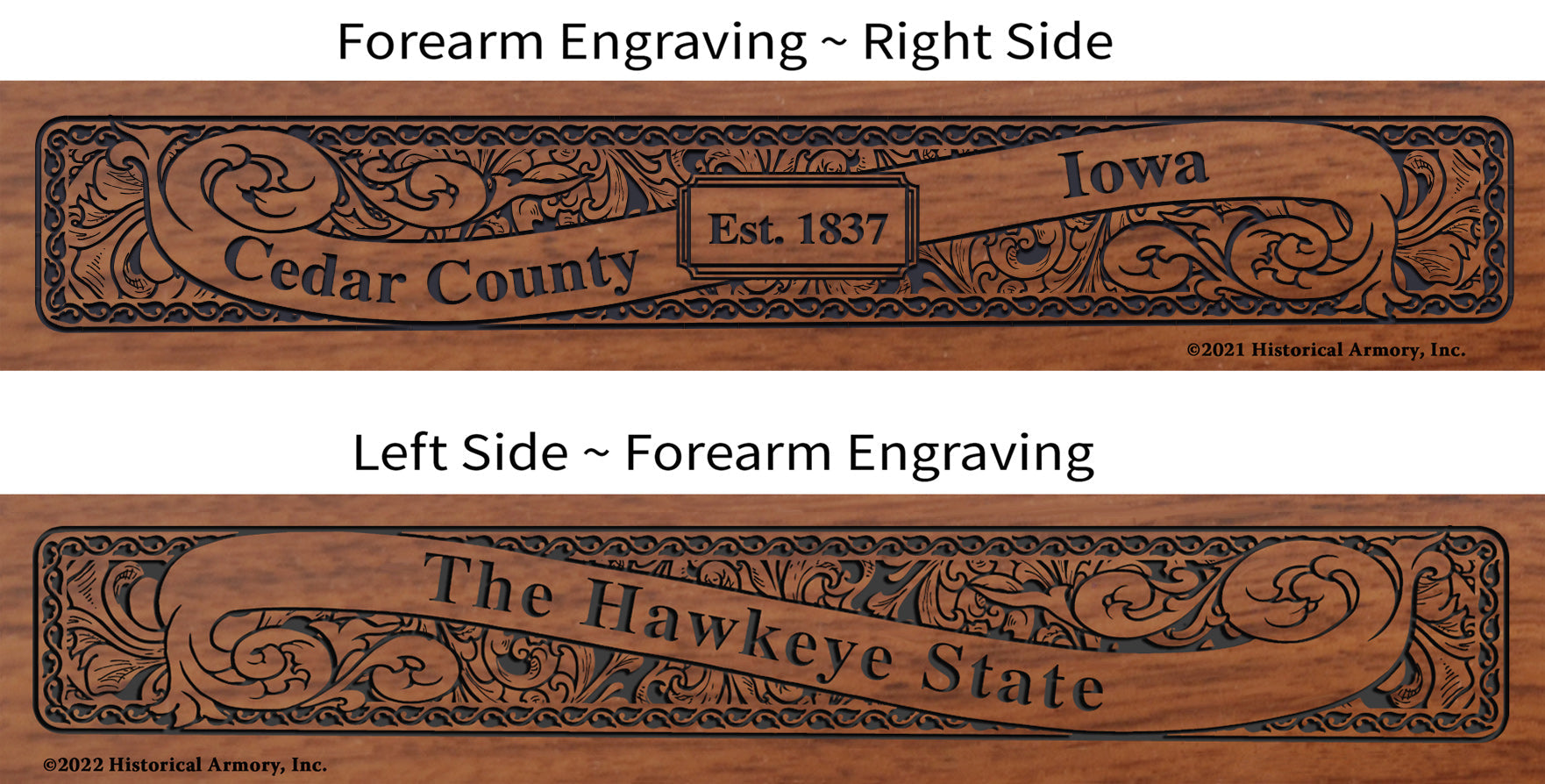 Cedar County Iowa Engraved Rifle Forearm