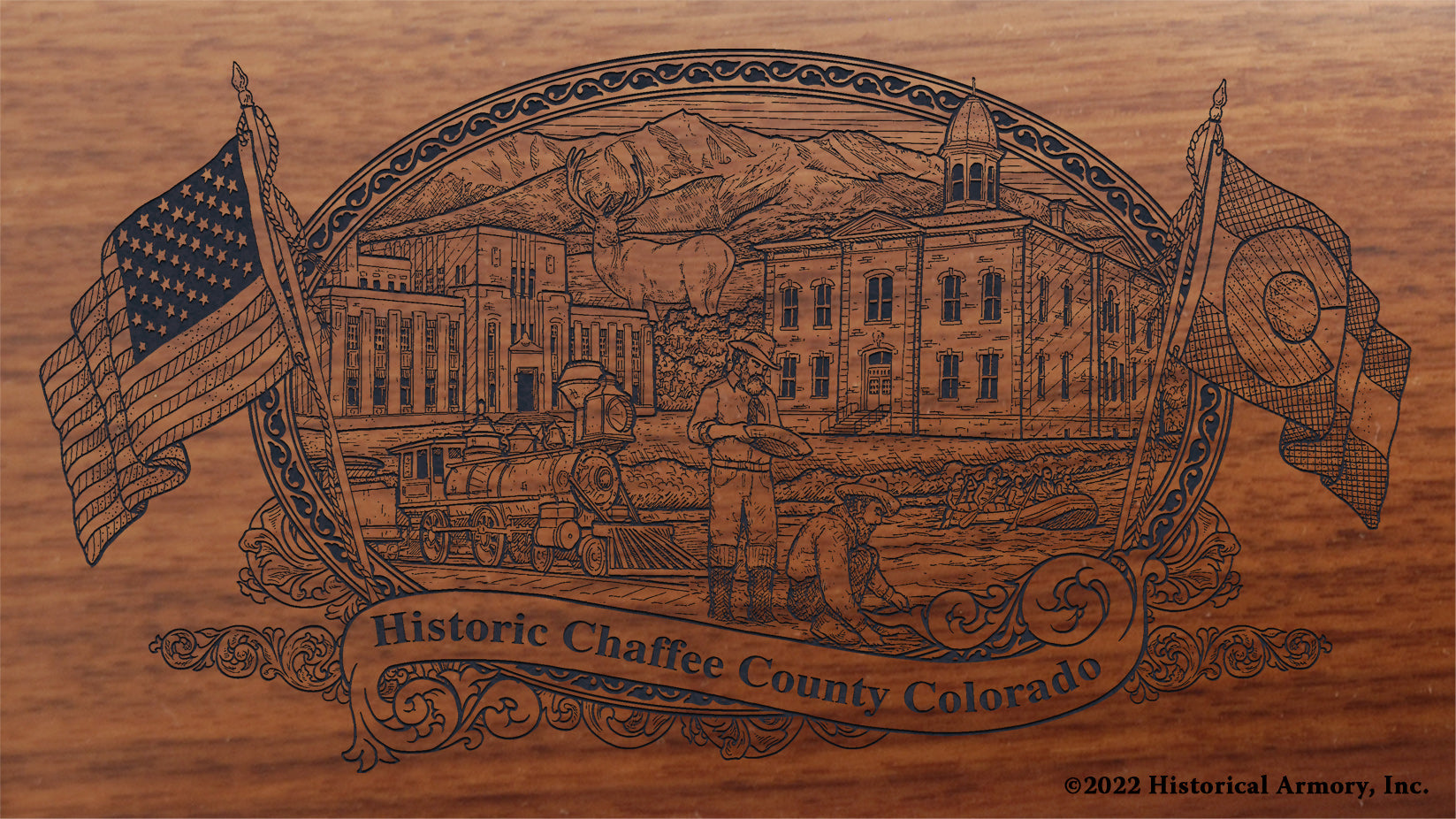 Chaffee County Colorado Engraved Rifle Buttstock