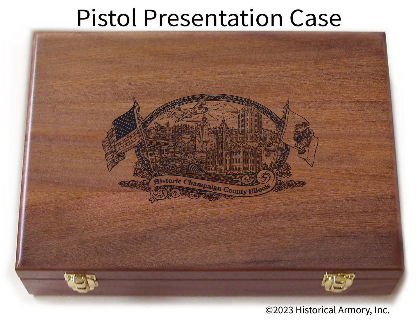 Champaign County Illinois Engraved .45 Auto Ruger 1911 Presentation Case