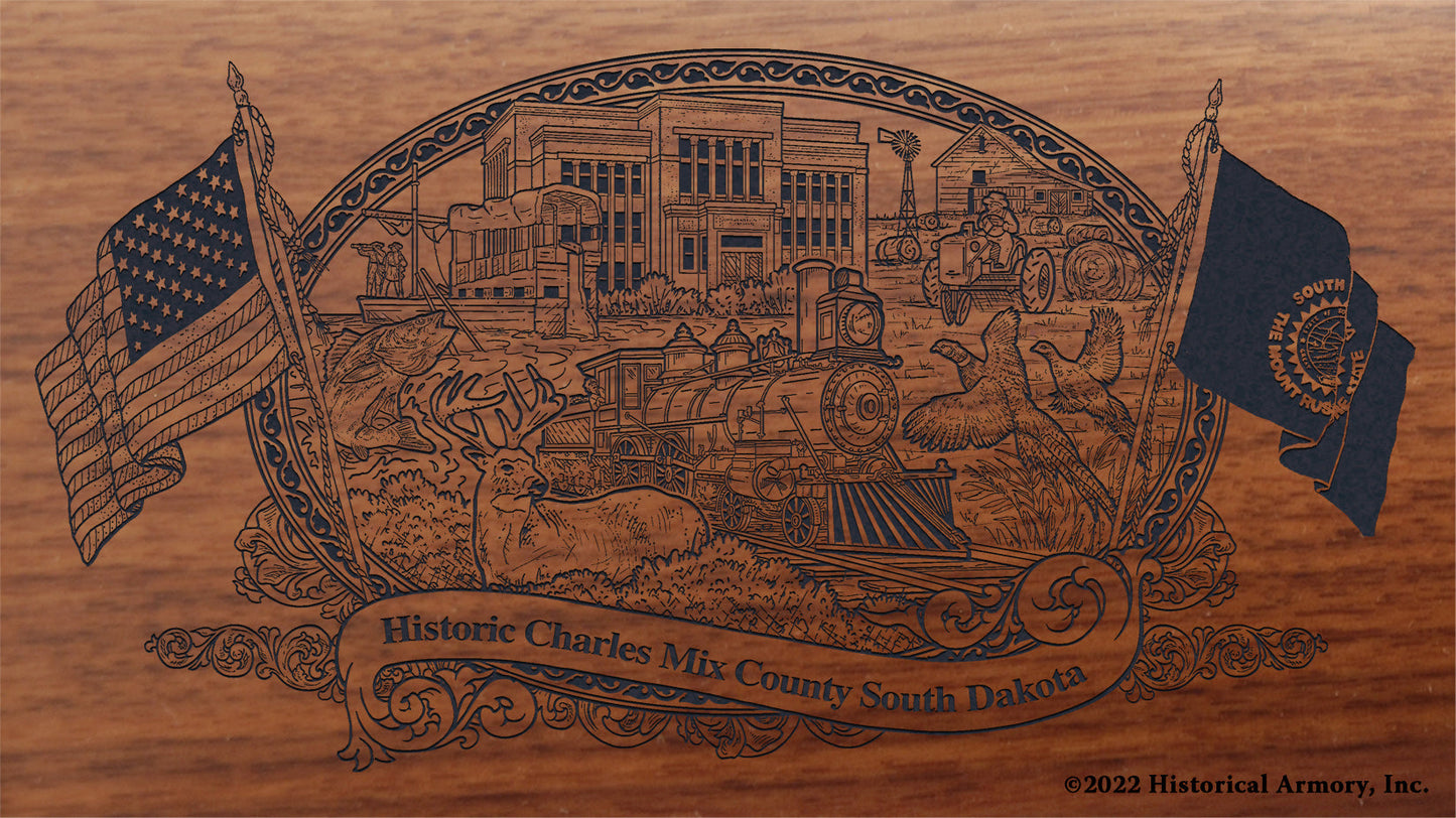 Charles Mix County South Dakota Engraved Rifle Buttstock