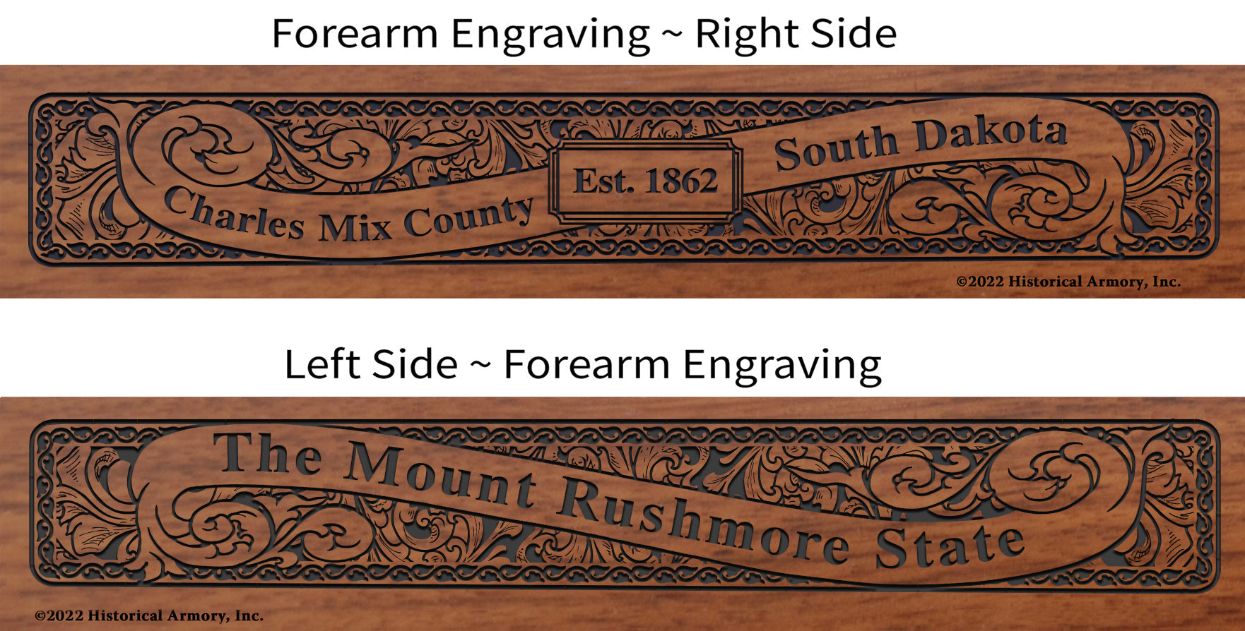 Charles Mix County South Dakota Engraved Rifle Forearm