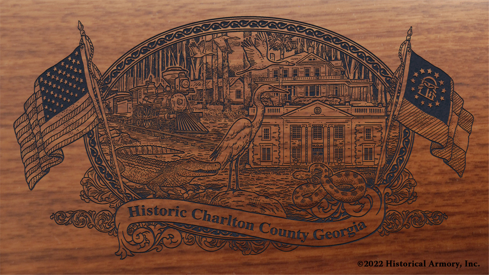 Charlton County Georgia Engraved Rifle Buttstock
