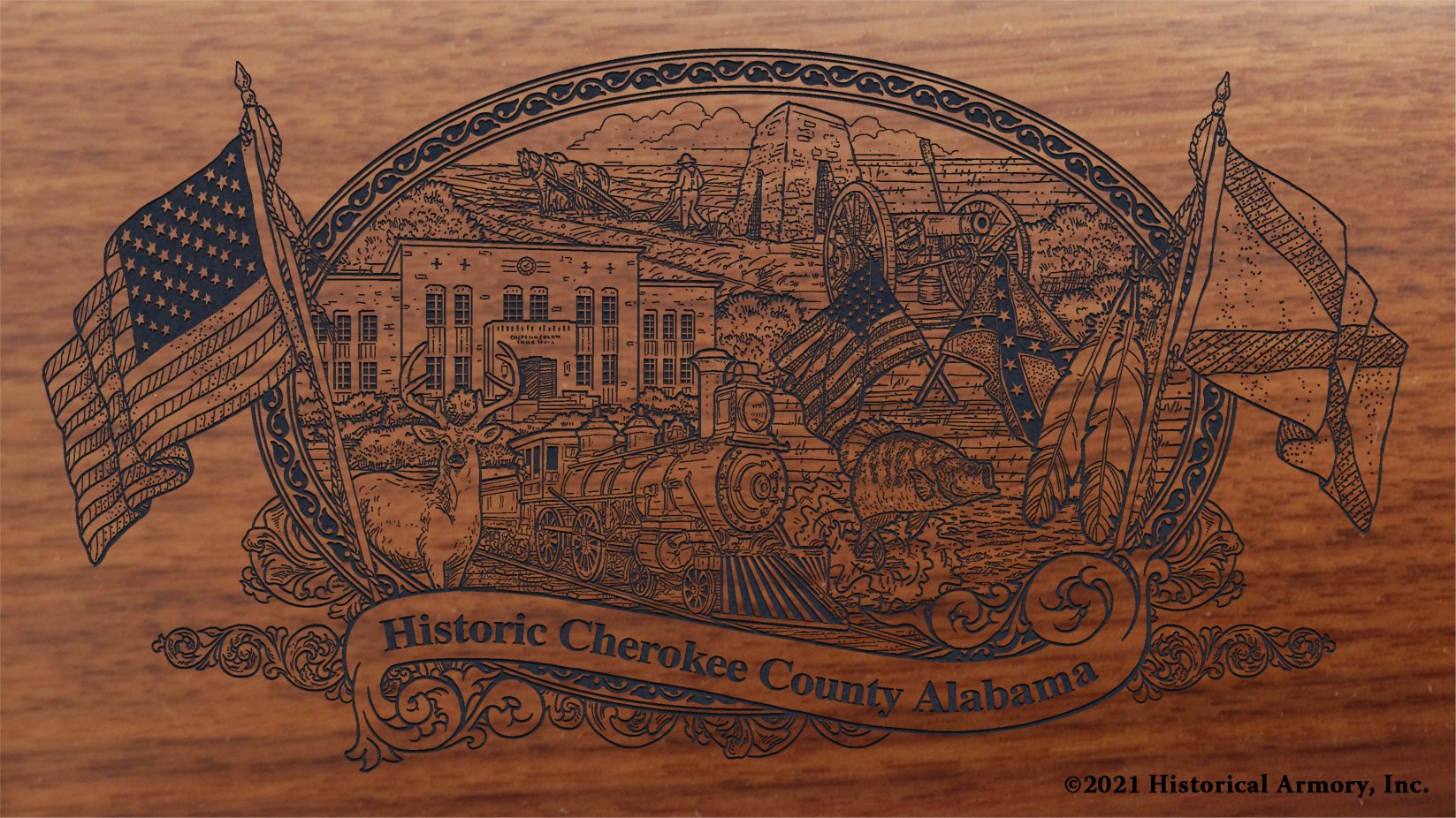 Engraved artwork | History of Cherokee County Alabama | Historical Armory