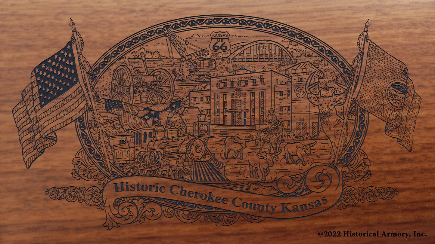 Cherokee County Kansas Engraved Rifle Buttstock