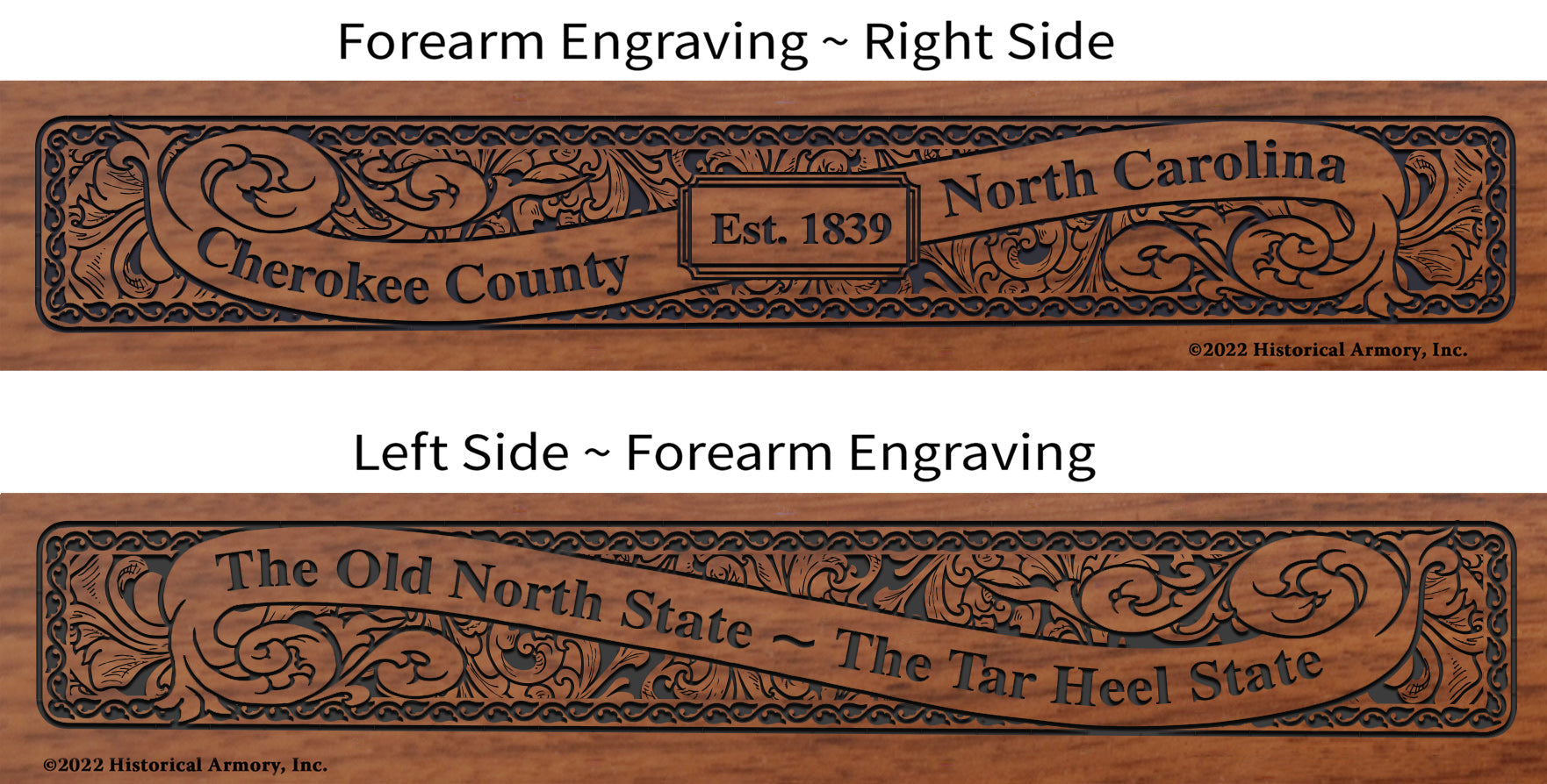 Cherokee County North Carolina Engraved Rifle Forearm