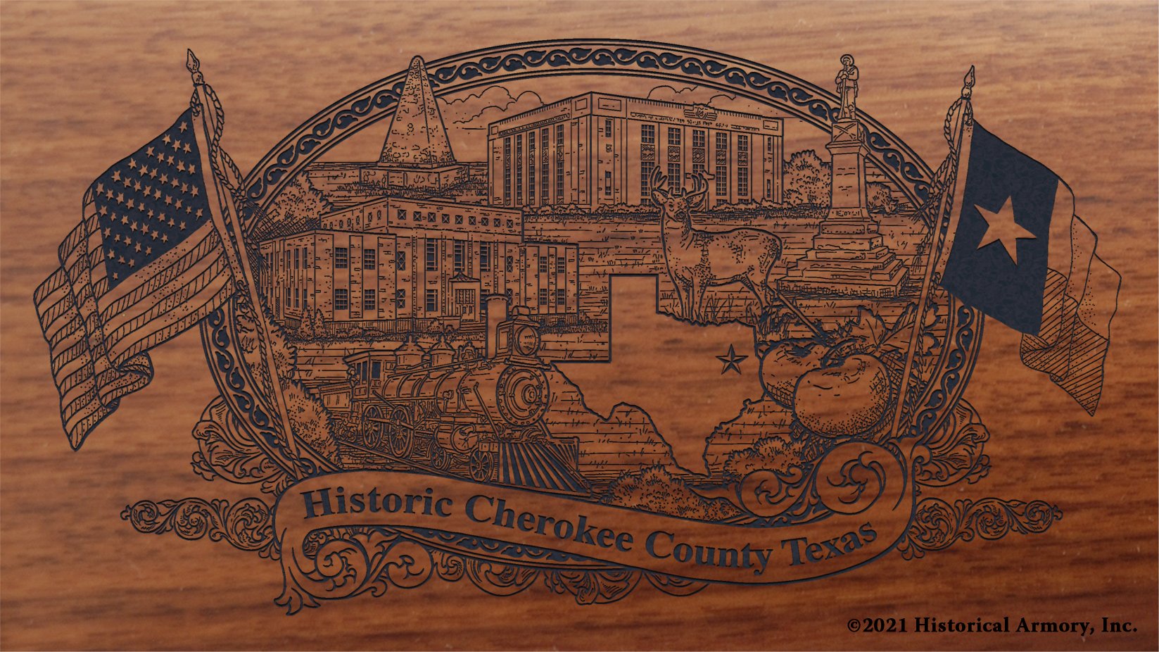 Engraved artwork | History of Cherokee County Texas | Historical Armory